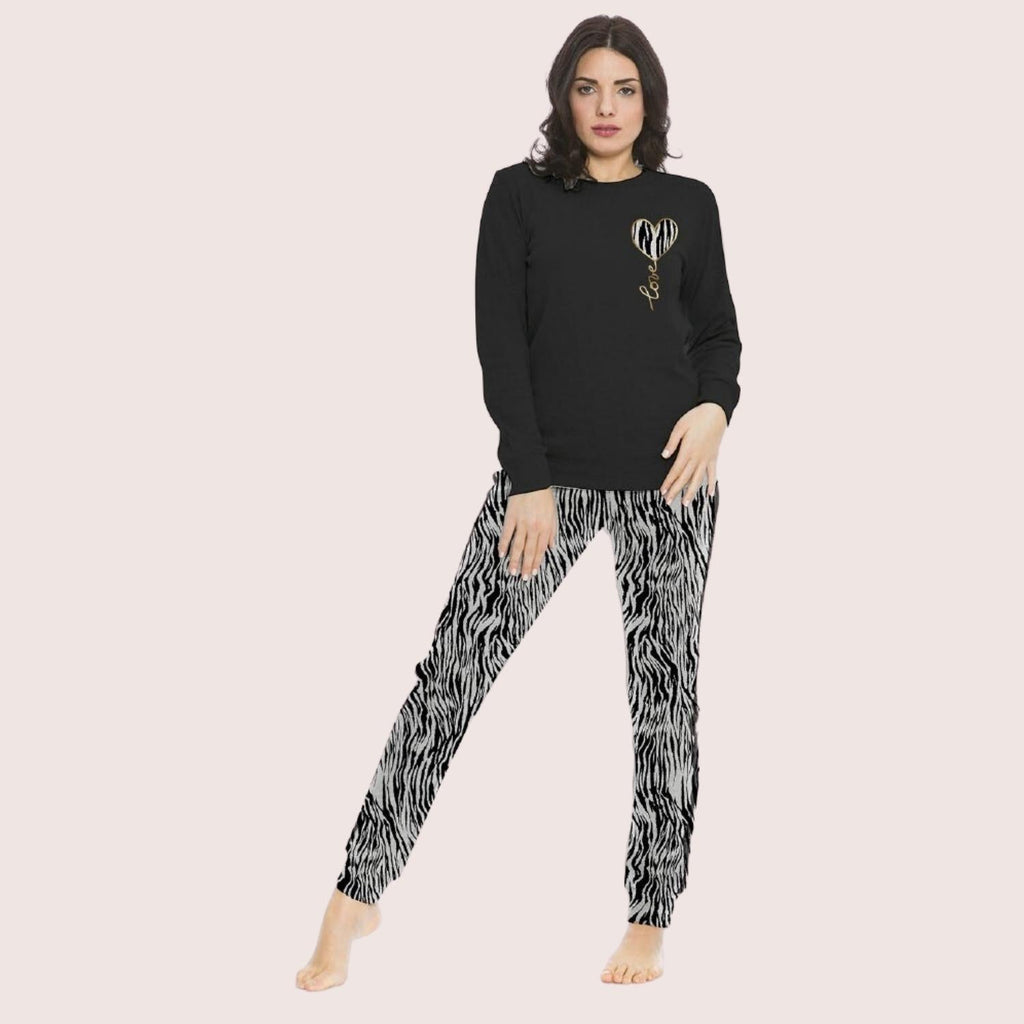 Irge Donna Tuta Donna In Felpa Con Maglia Stampata E Pantalone Stretto Con Tasche  Art. Fdi020