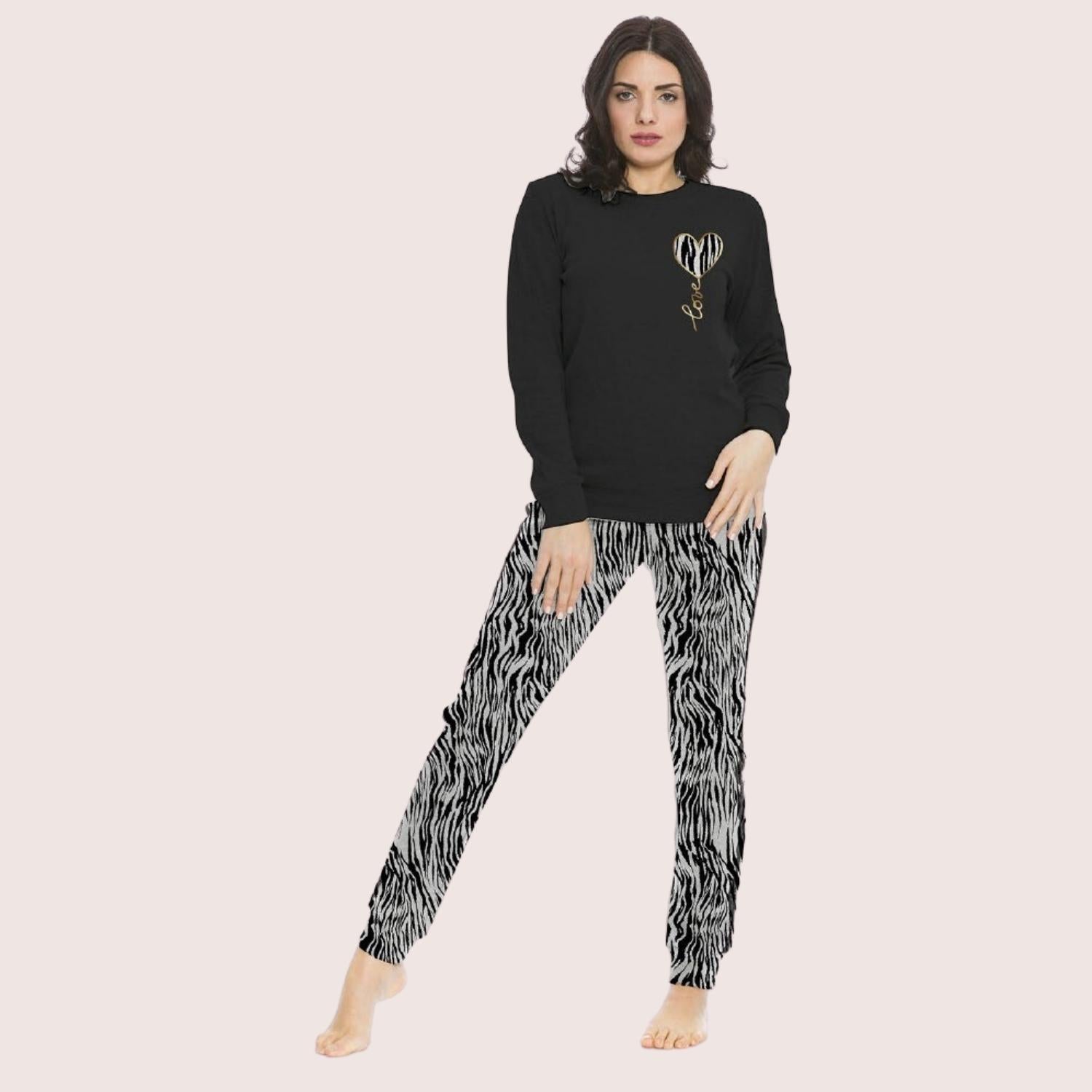 Irge Donna Tuta Donna In Felpa Con Maglia Stampata E Pantalone Stretto Con Tasche  Art. Fdi020