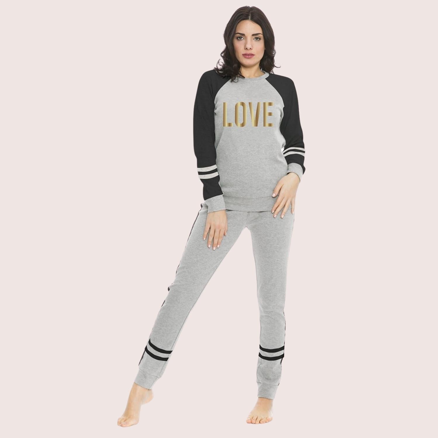 Irge Donna Tuta Donna In Felpa Con Maglia Stampata E Pantalone Stretto Con Tasche  Art. Fdi021