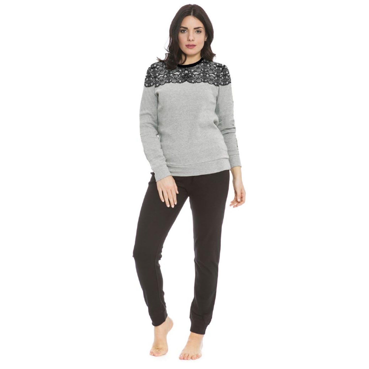 Irge Donna Tuta Donna In Felpa Con Maglia Stampata E Pantalone Stretto Con Tasche  Art. Fdi022