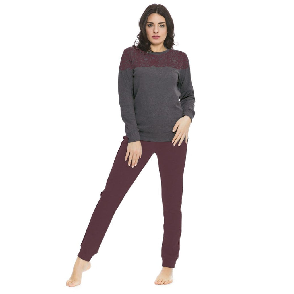 Irge Donna Tuta Donna In Felpa Con Maglia Stampata E Pantalone Stretto Con Tasche  Art. Fdi022
