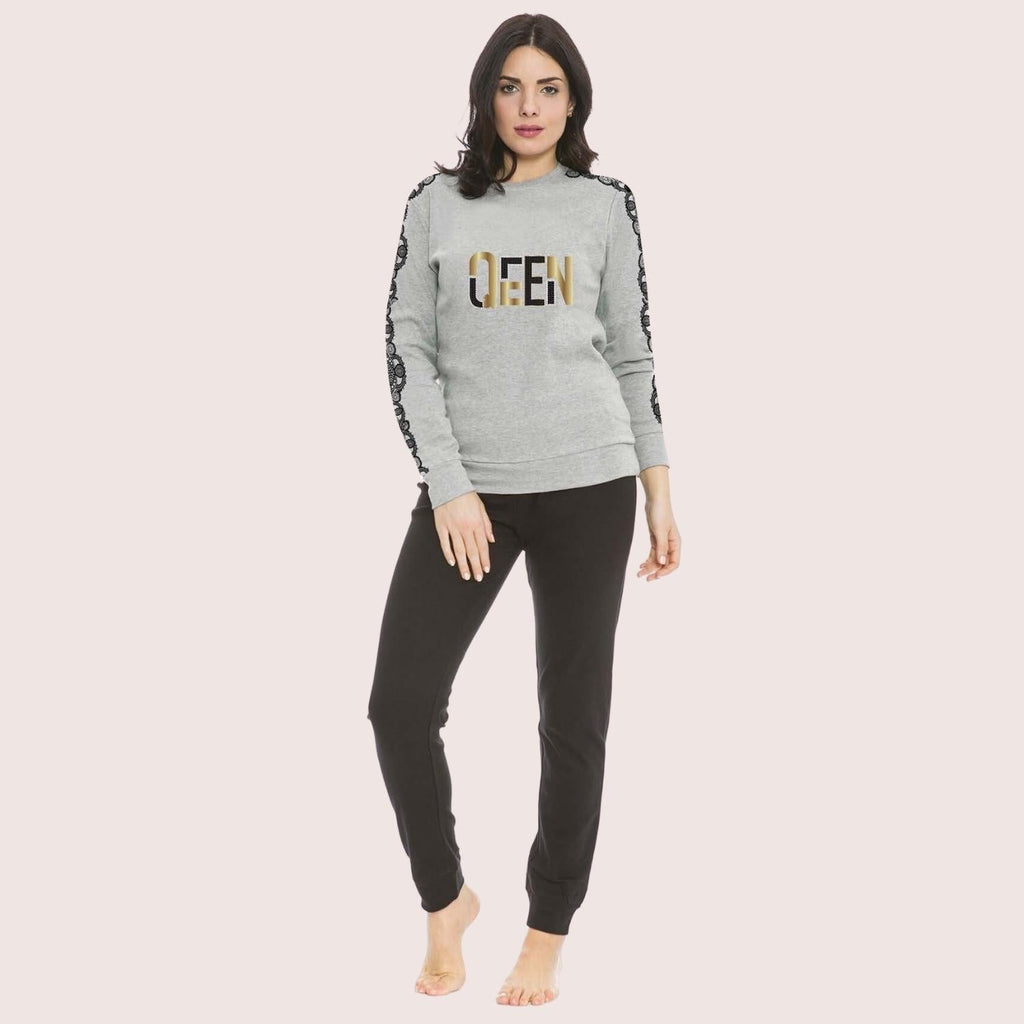 Irge Donna Tuta Donna In Felpa Con Maglia Stampata E Pantalone Stretto Con Tasche  Art. Fdi023