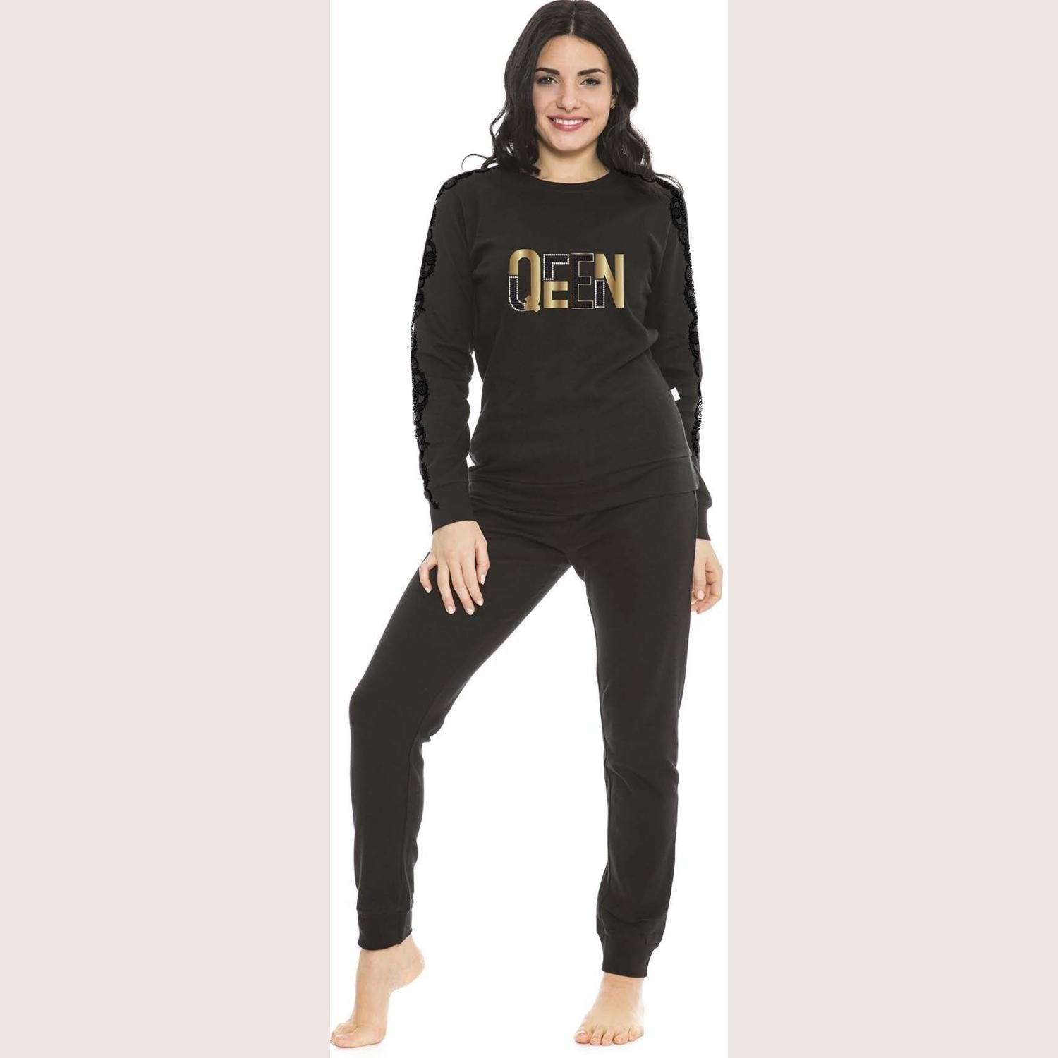 Irge Donna Tuta Donna In Felpa Con Maglia Stampata E Pantalone Stretto Con Tasche  Art. Fdi023