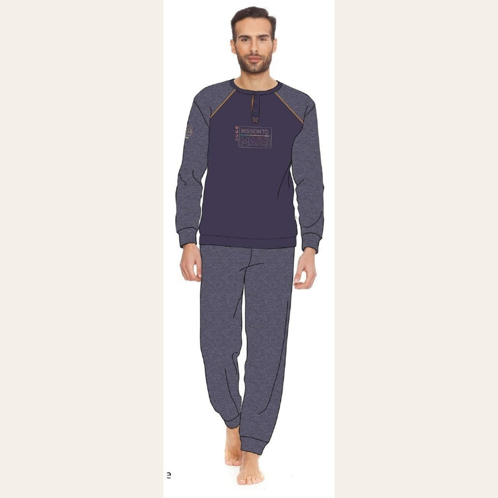 Irge Pigiama Uomo Serafino Caldo Cotone 100% Stampato Art. Mi1624