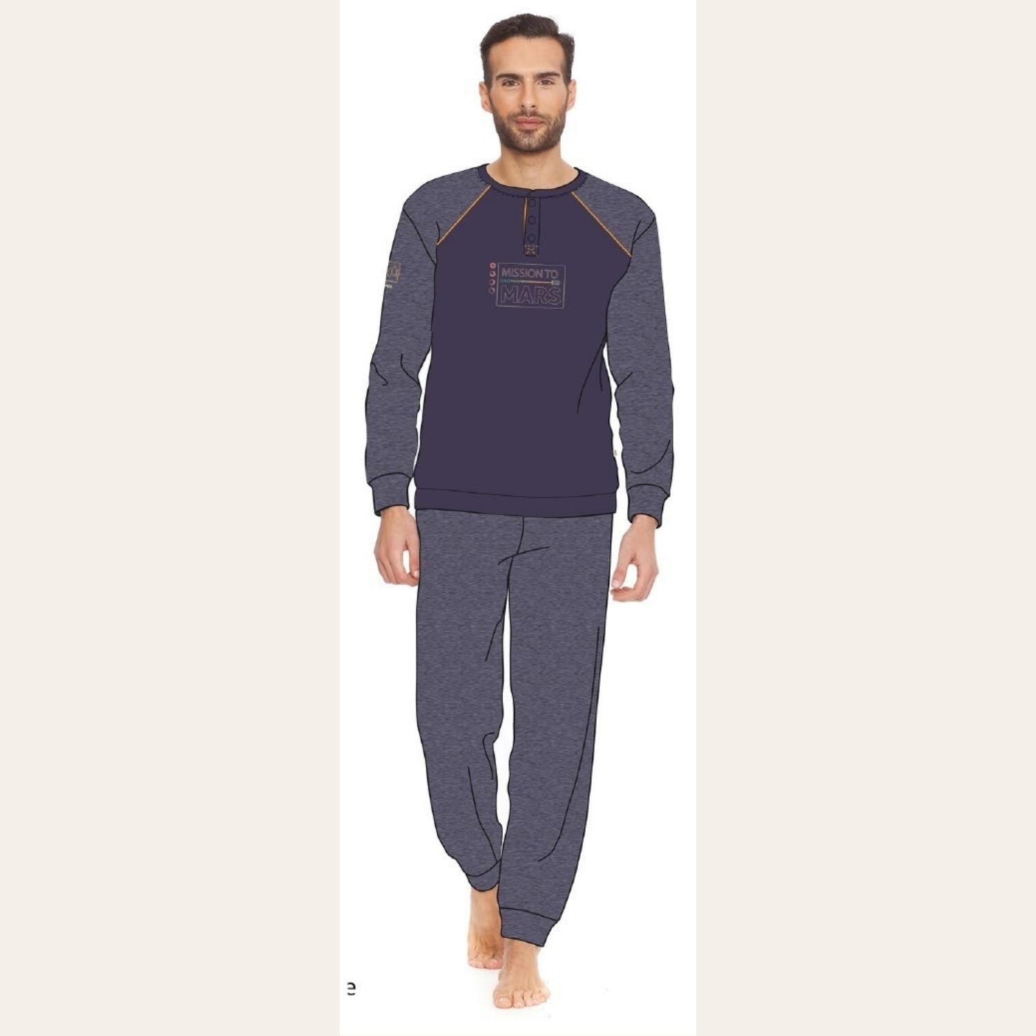 Irge Pigiama Uomo Serafino Caldo Cotone 100% Stampato Art. Mi1624