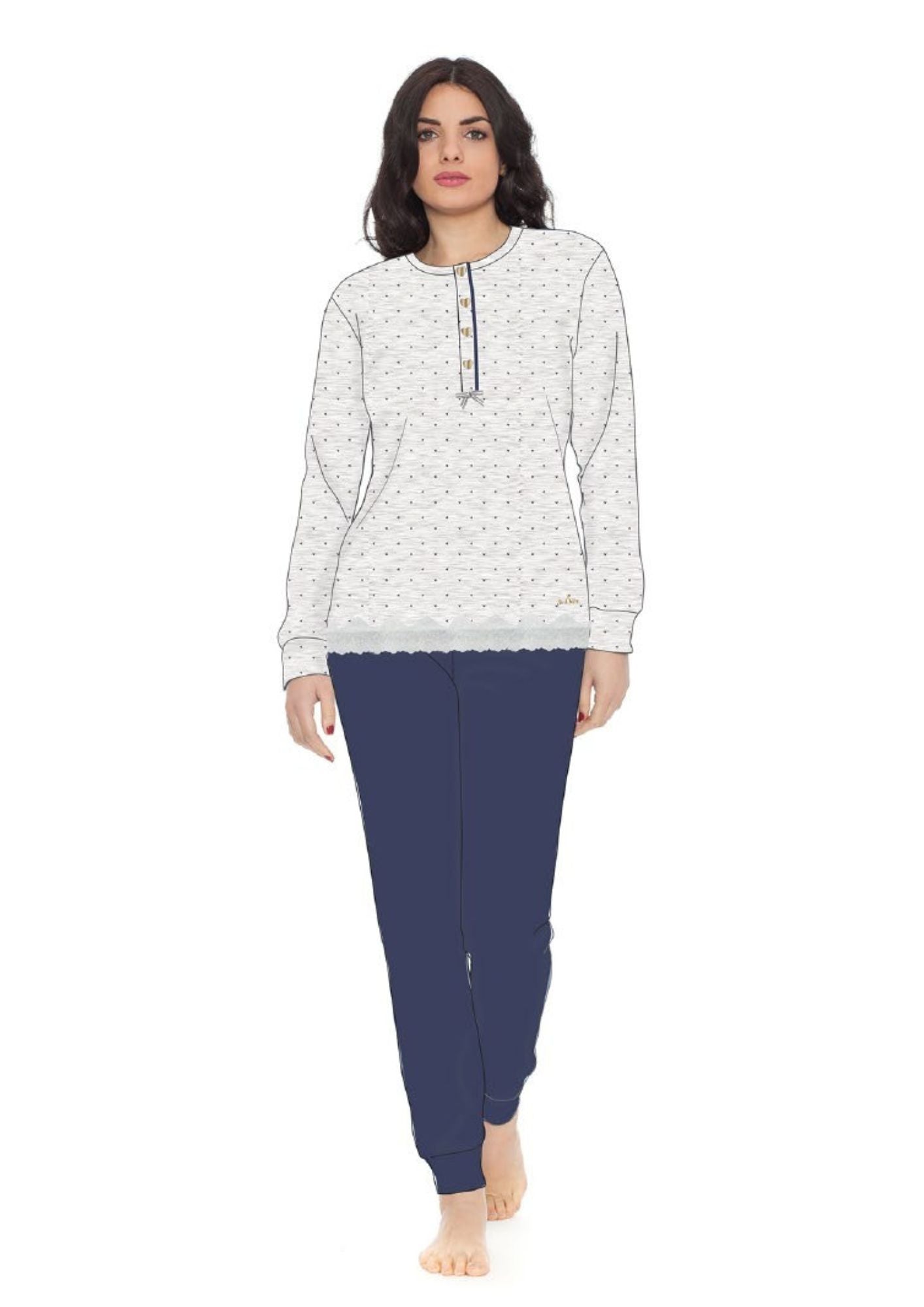 Pigiama Donna Caldo Cotone - Interlock - Due Varianti Di Colore Art.y&m371