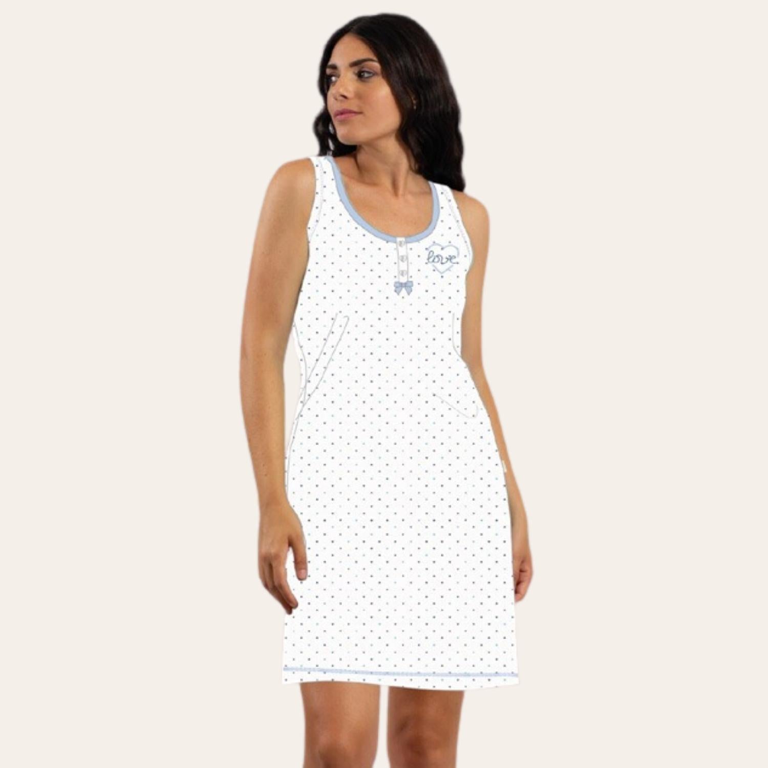 Irge Camicia Da Notte 3 Bottoni Donna Spalla Larga In Jersey Puro Cotone  Art. Ir1784