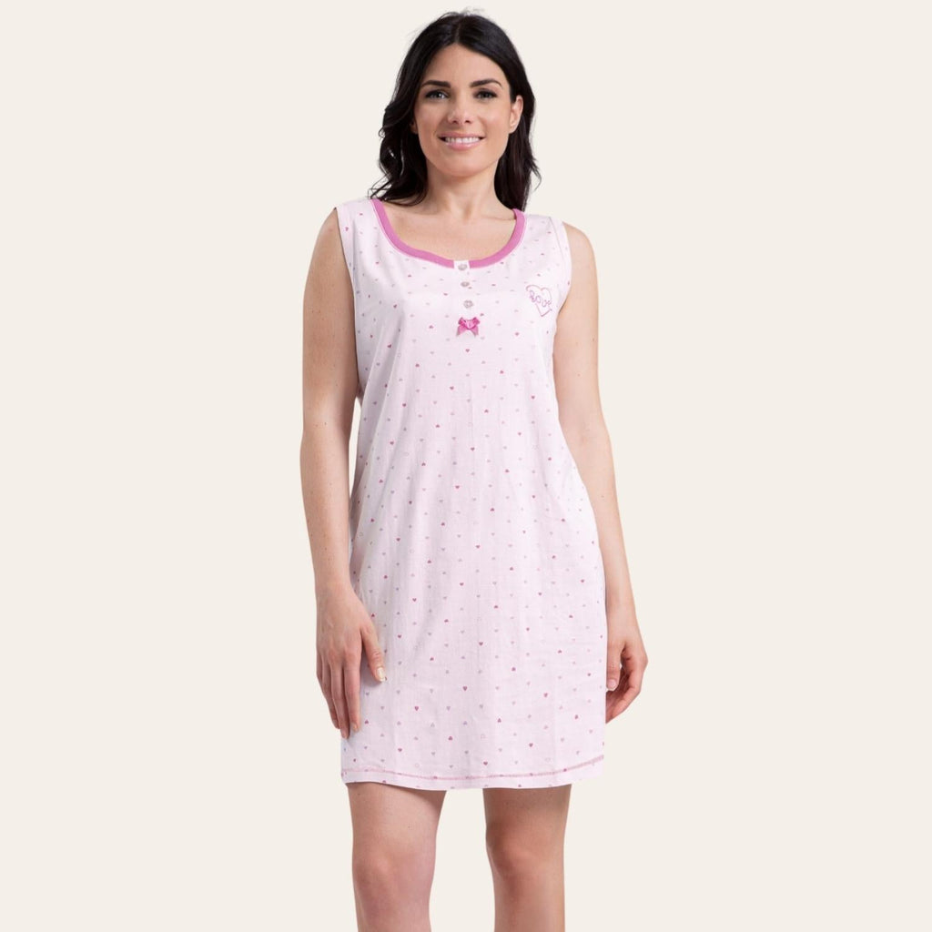 Irge Camicia Da Notte 3 Bottoni Donna Spalla Larga In Jersey Puro Cotone  Art. Ir1784