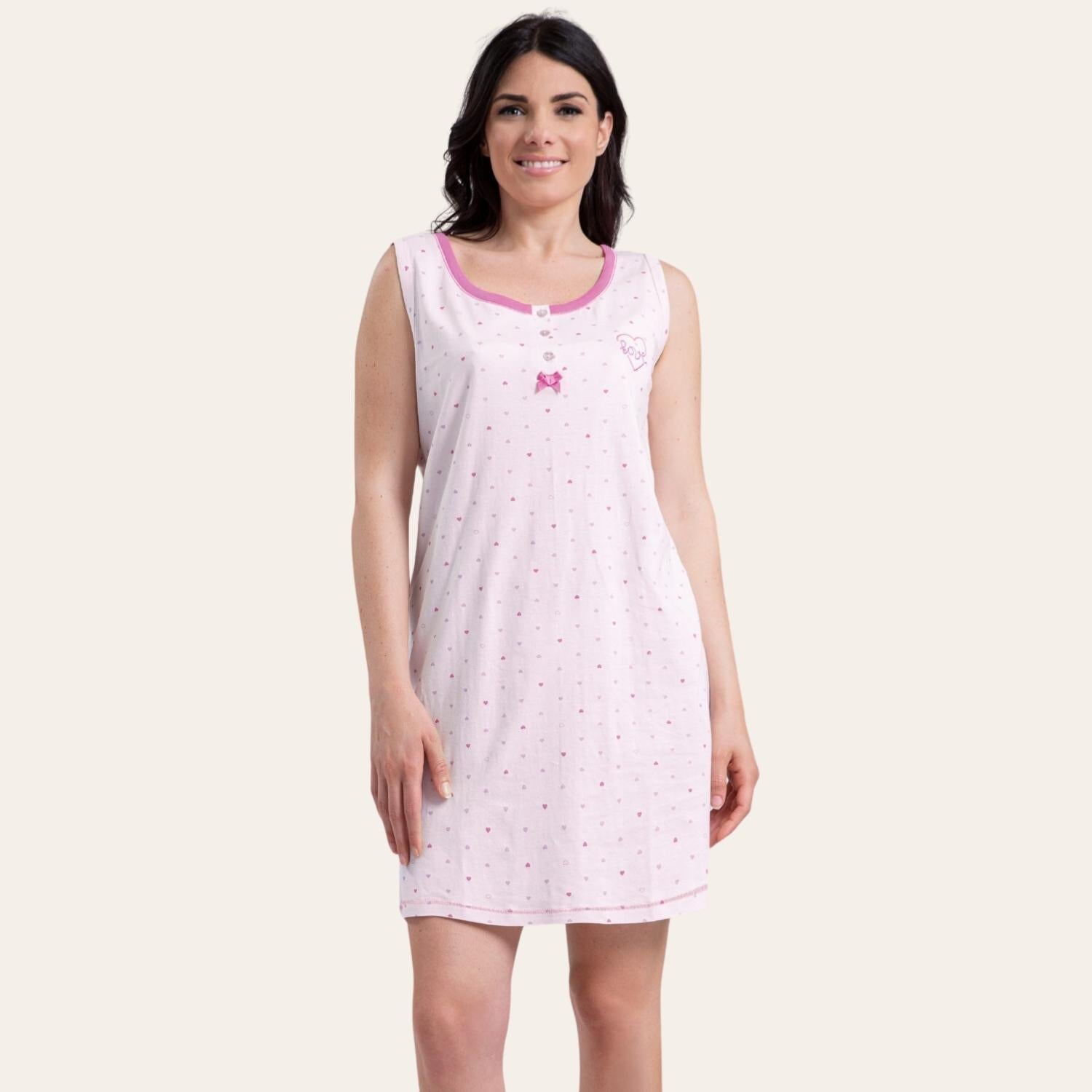 Irge Camicia Da Notte 3 Bottoni Donna Spalla Larga In Jersey Puro Cotone  Art. Ir1784