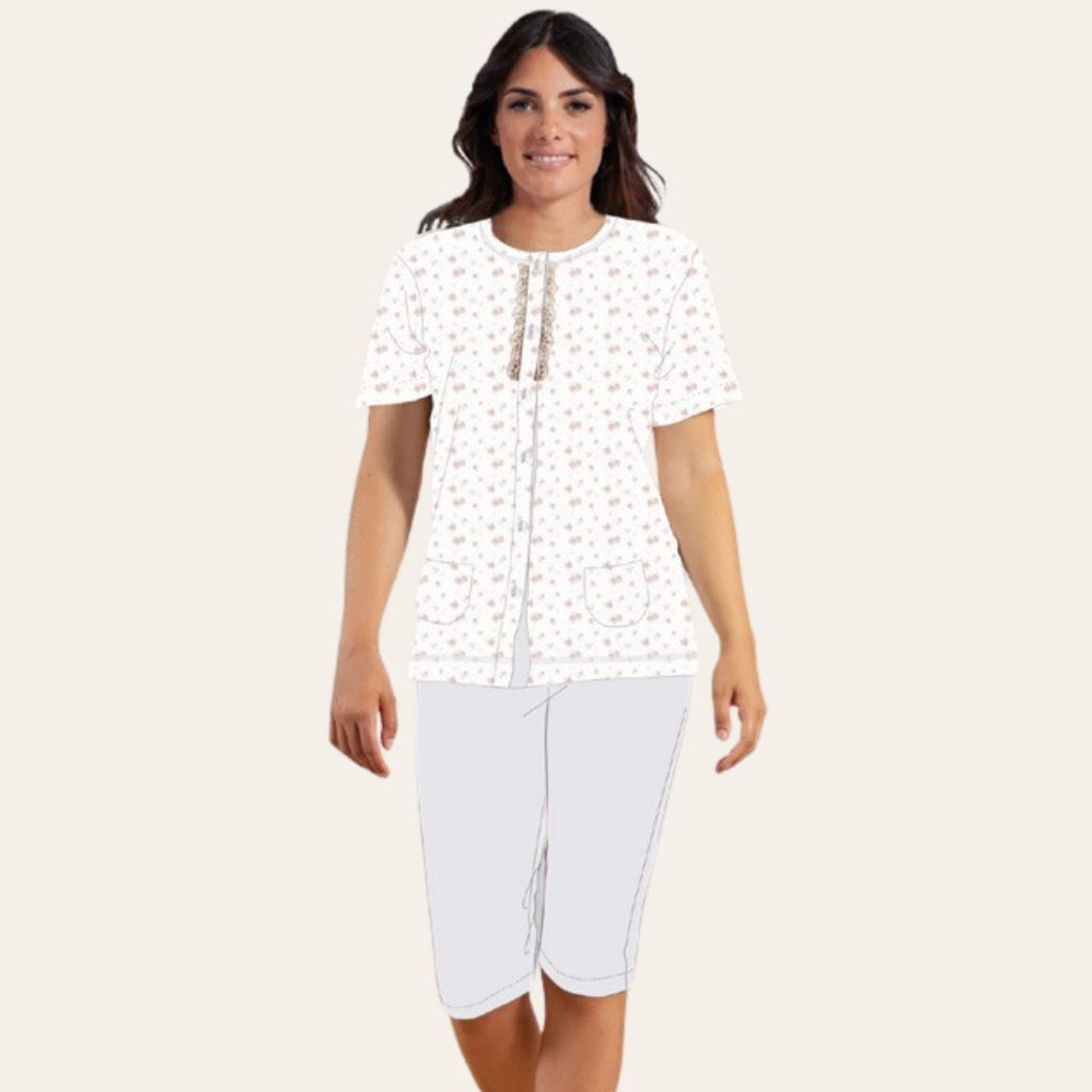 Irge Pigiama Donna Pinocchietto Spalla-larga In Jersey Puro Cotone  Art. Ir1733