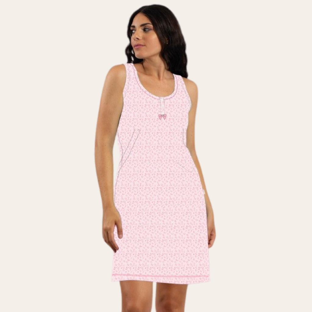 Irge Camicia Da Notte 3 Bottoni Donna Spalla Larga In Jersey Puro Cotone  Art. Ir1782