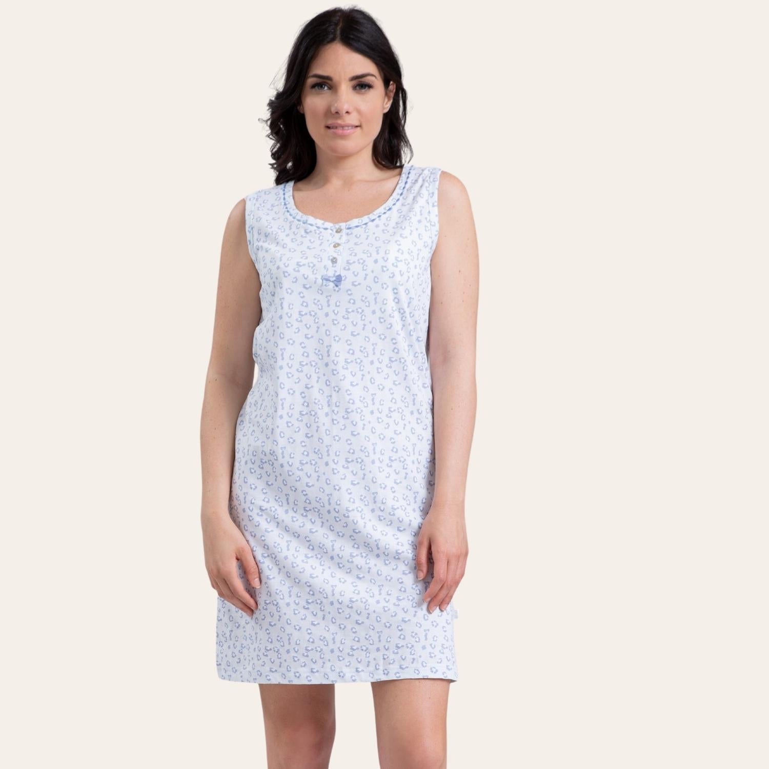 Irge Camicia Da Notte 3 Bottoni Donna Spalla Larga In Jersey Puro Cotone  Art. Ir1782