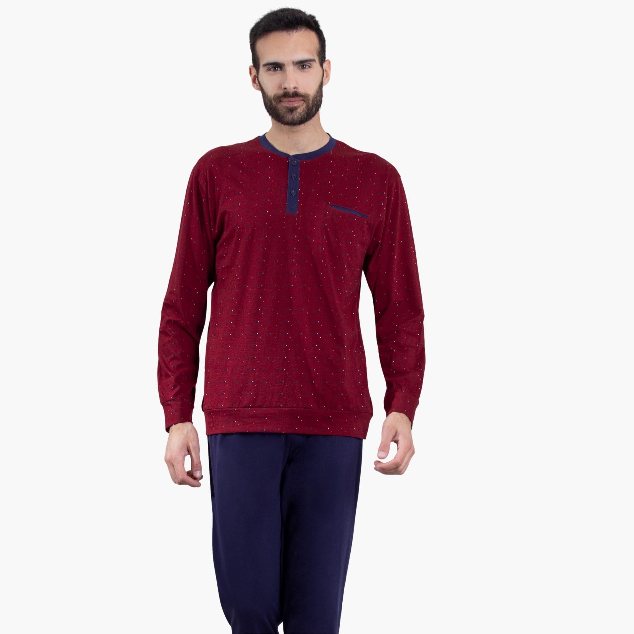 Irge Pigiama Uomo In Puro Cotone Lungo Collo Serafino Con Elastico Alla Caviglia  Art. Ir1756