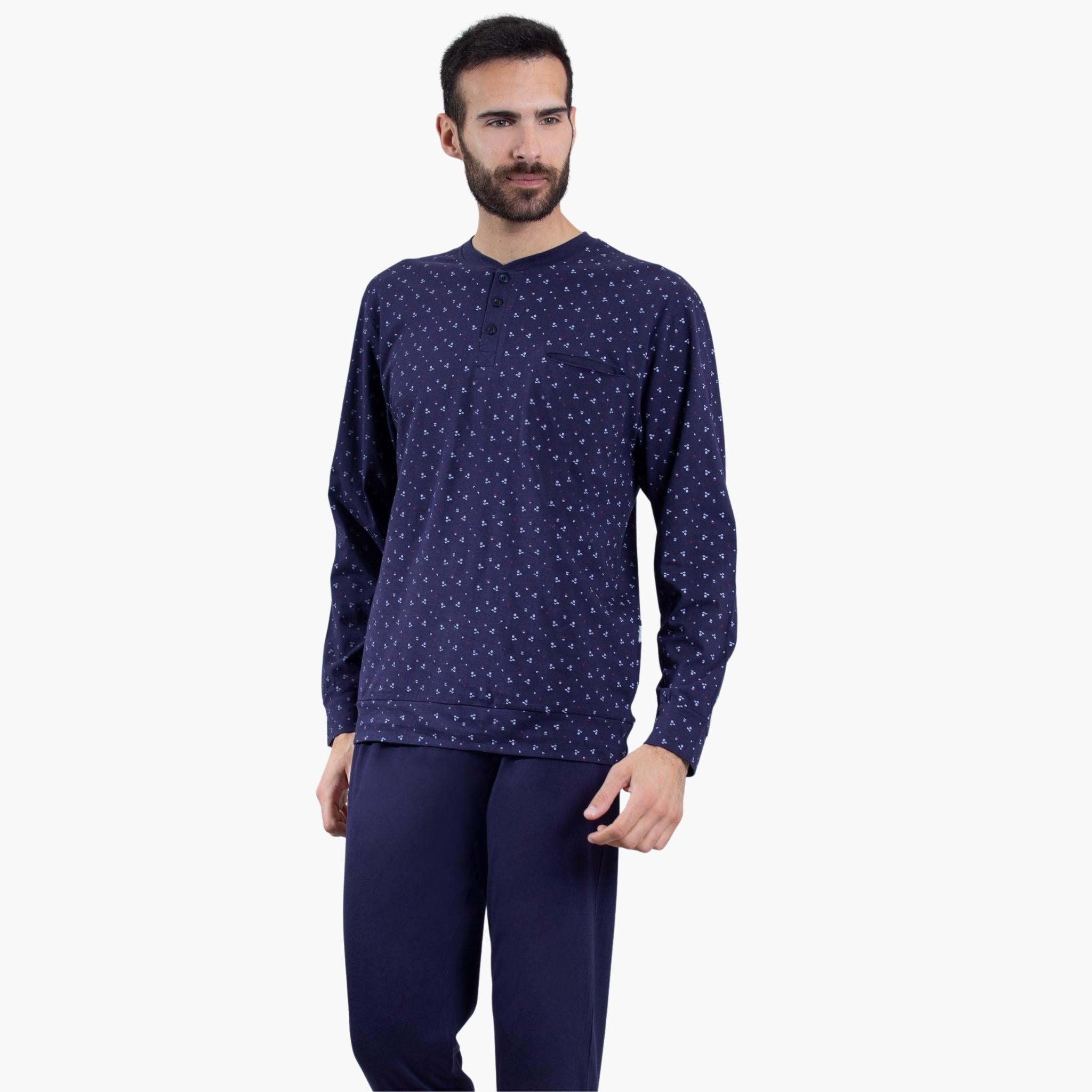 Irge Pigiama Uomo In Puro Cotone Lungo Collo Serafino Con Elastico Alla Caviglia  Art. Ir1760
