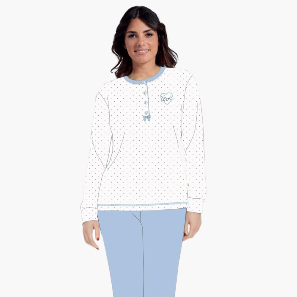 Irge Pigiama Donna Cotone Calibrato Lungo Serafino Elastico Caviglia  Art. Cd150