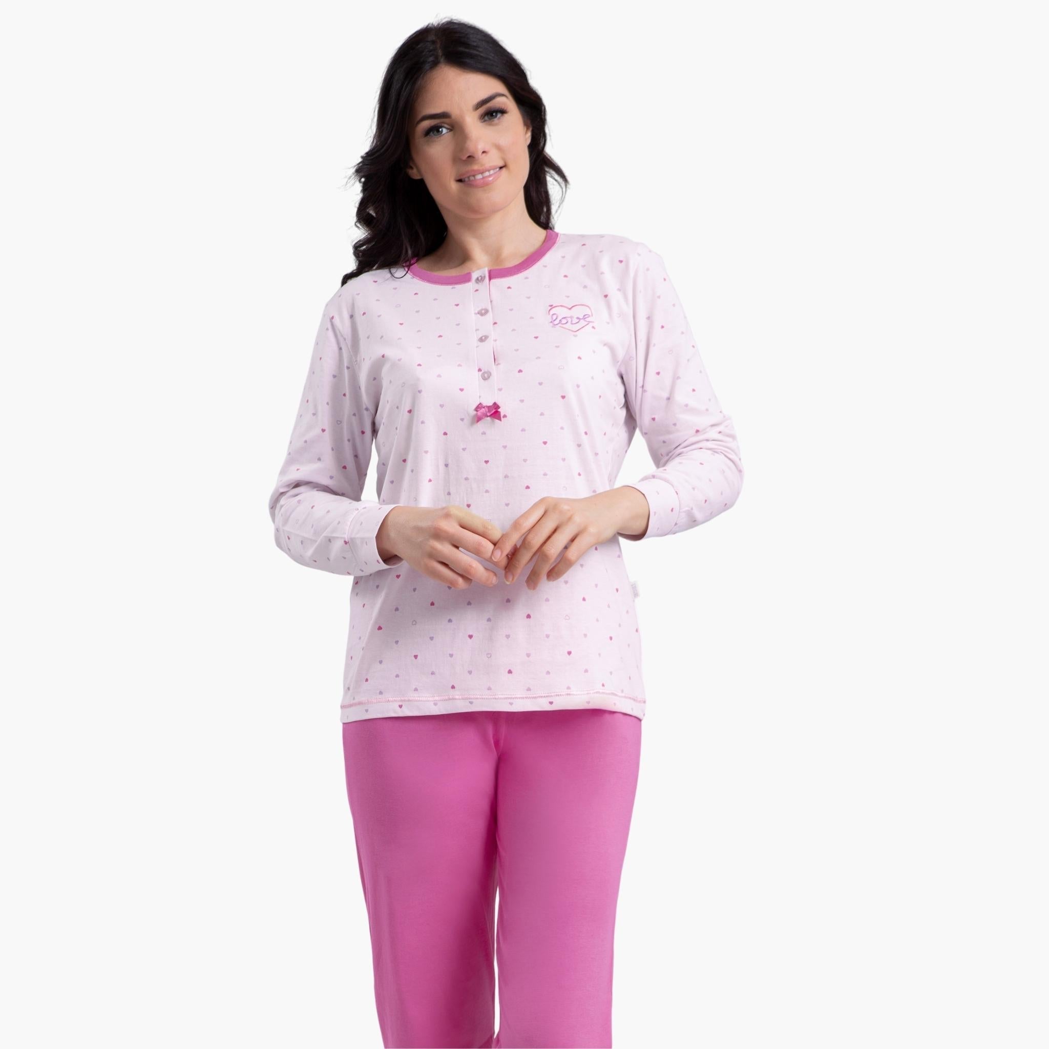 Irge Pigiama Donna Cotone Calibrato Lungo Serafino Elastico Caviglia  Art. Cd150