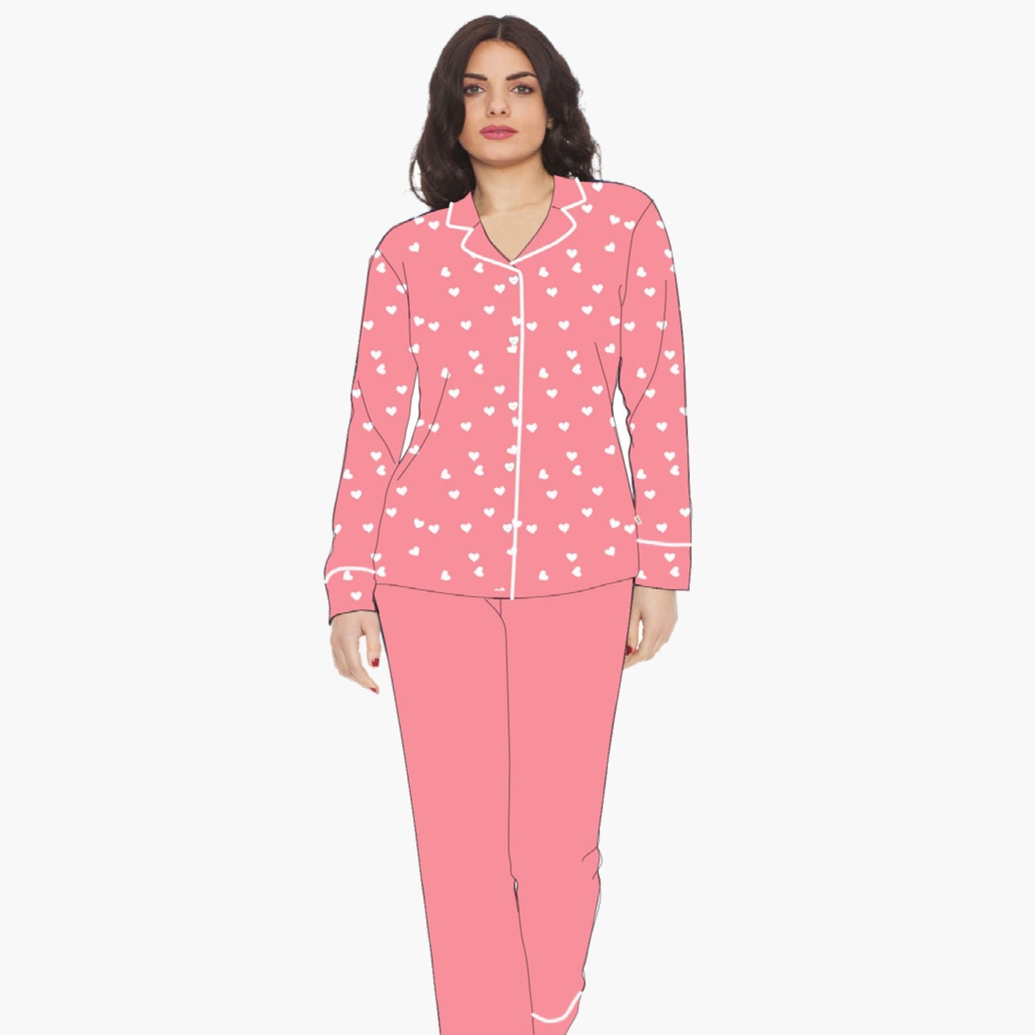 Irge Pigiama Donna Cotone Lungo Serafino Aperto Stampato Art. Mi1828