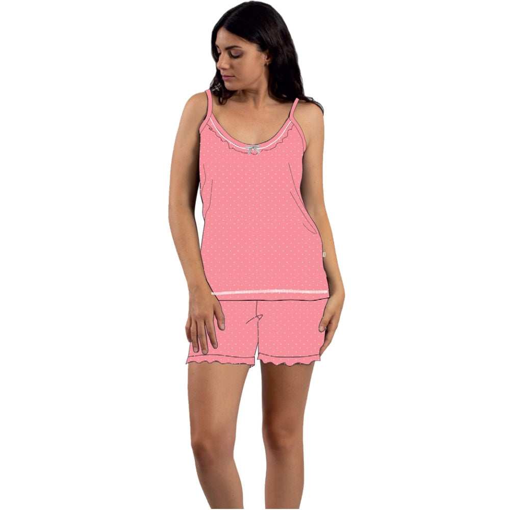Irge - Pigiama Donna Cotone Spalla Stretta Corto In Jersey Puro Cotone Stampato  Art. Mi1802
