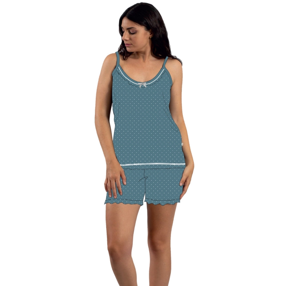 Irge - Pigiama Donna Cotone Spalla Stretta Corto In Jersey Puro Cotone Stampato  Art. Mi1802
