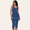 Irge Pigiama Donna Calibrato Pinocchietto Spalla-larga In Jersey Puro Cotone  Art. Cdm156