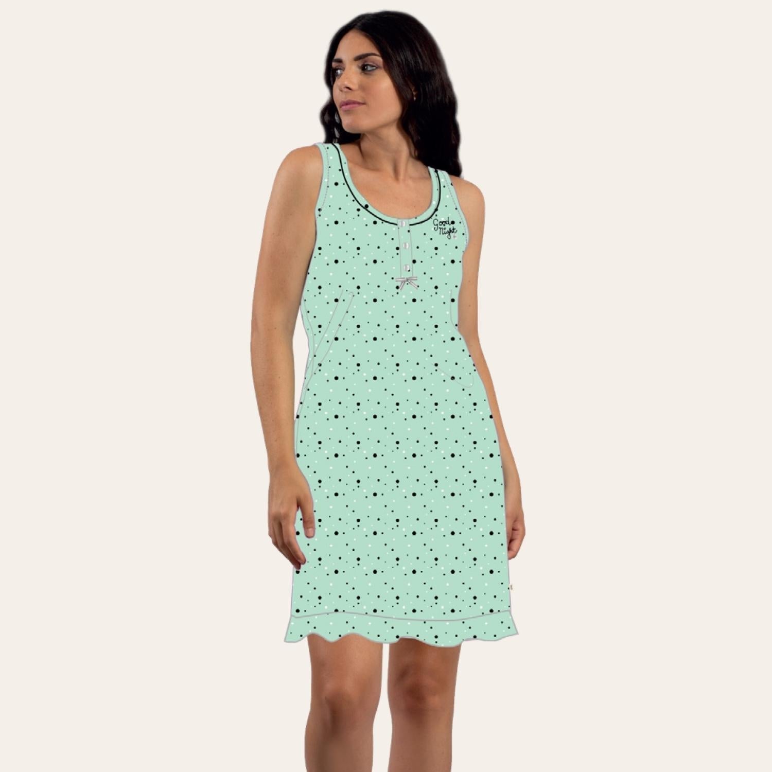 Irge Camicia Da Notte Calibrata Donna Spalla Larga In Jersey Puro Cotone  Art. Cdm165