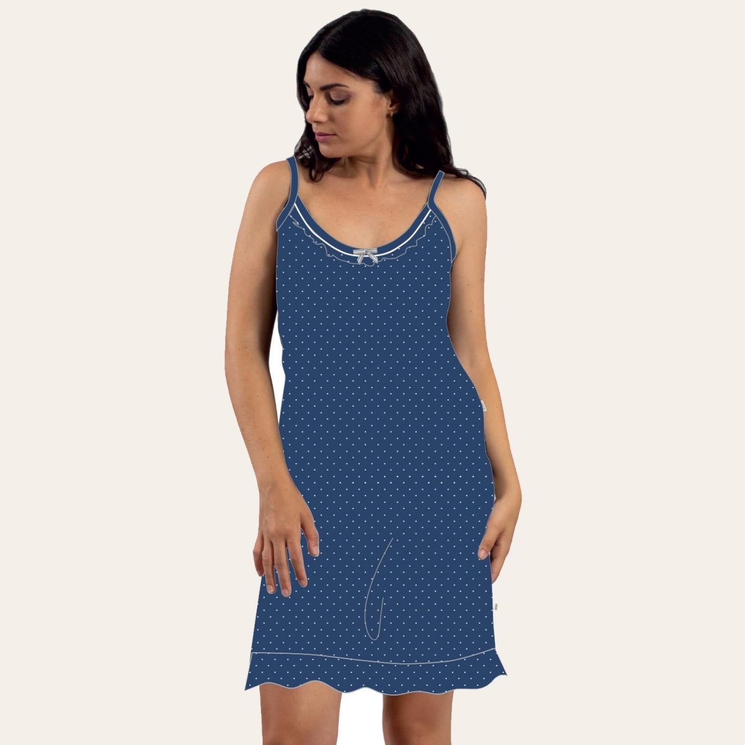 Irge Camicia Da Notte Calibrata Donna Spalla Stretta In Jersey Puro Cotone