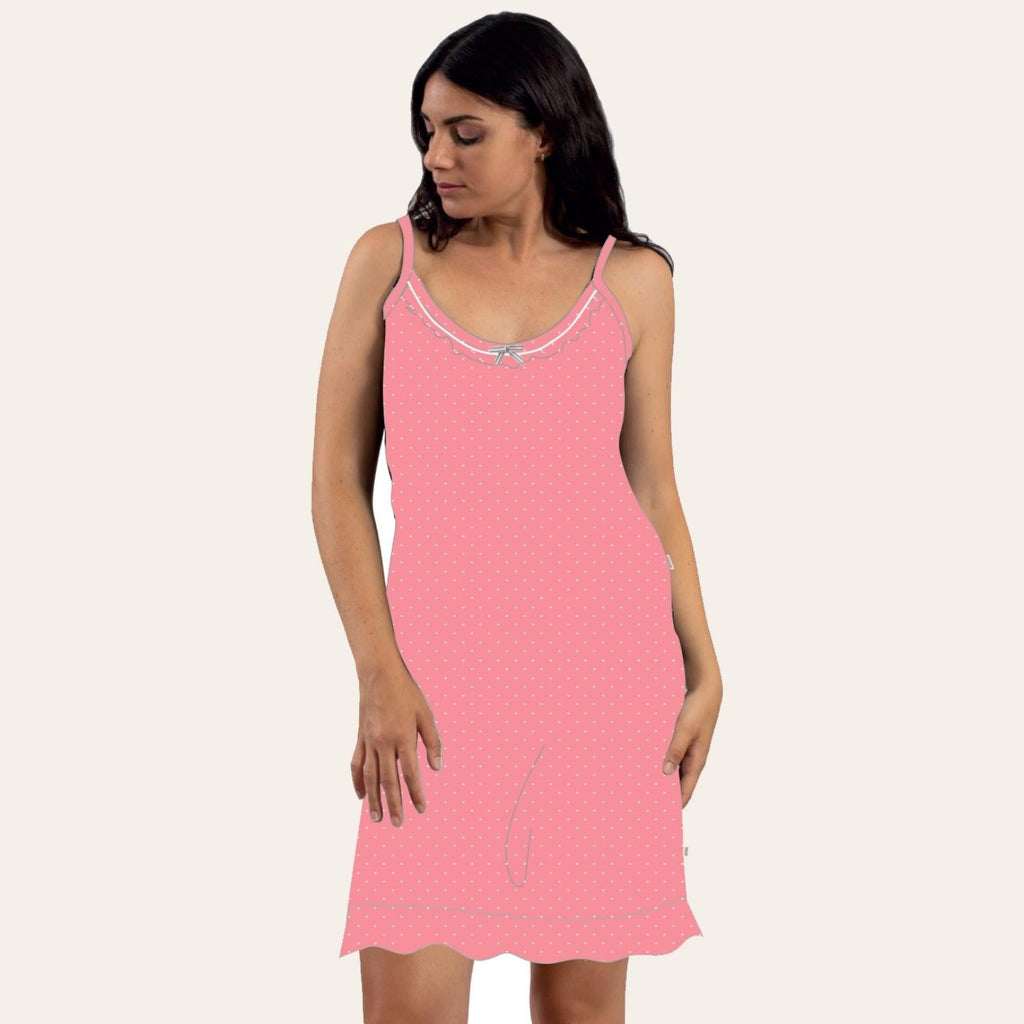 Irge Camicia Da Notte Calibrata Donna Spalla Stretta In Jersey Puro Cotone
