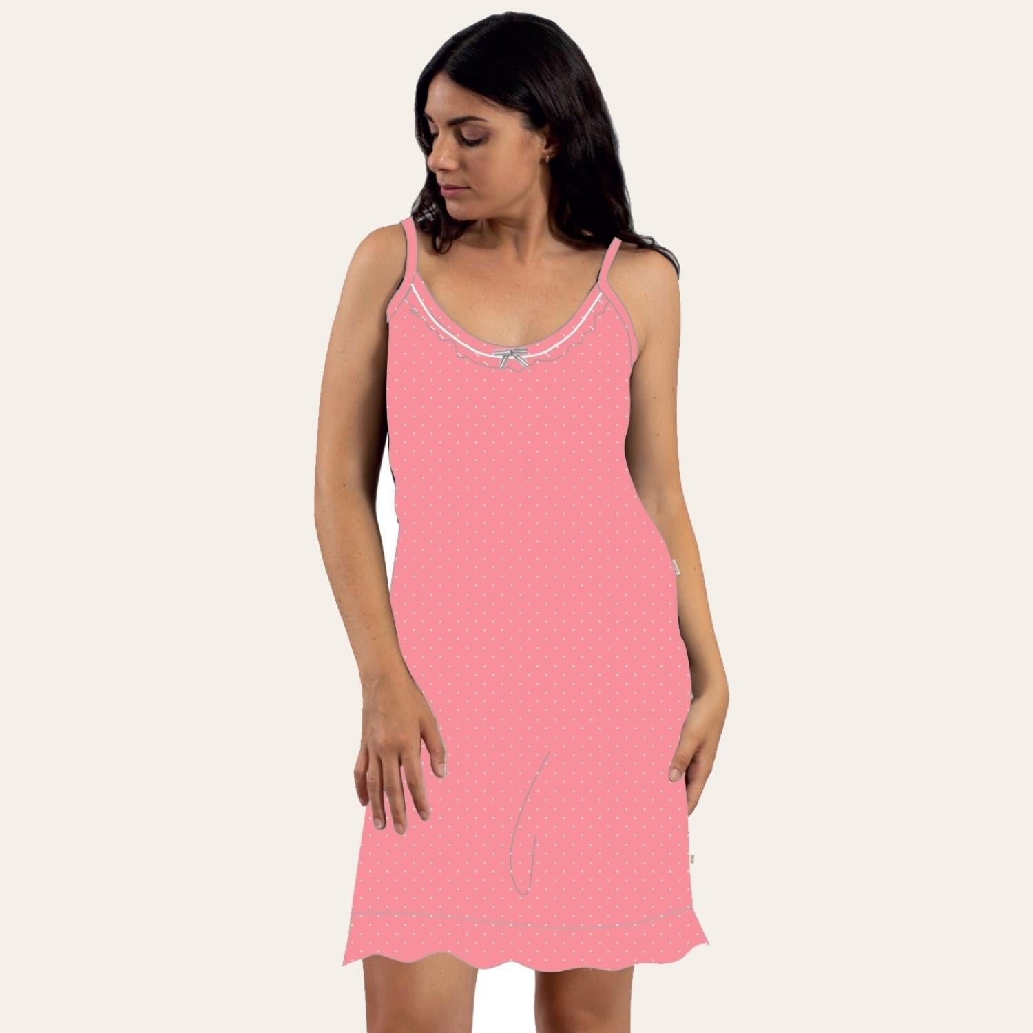 Irge Camicia Da Notte Calibrata Donna Spalla Stretta In Jersey Puro Cotone