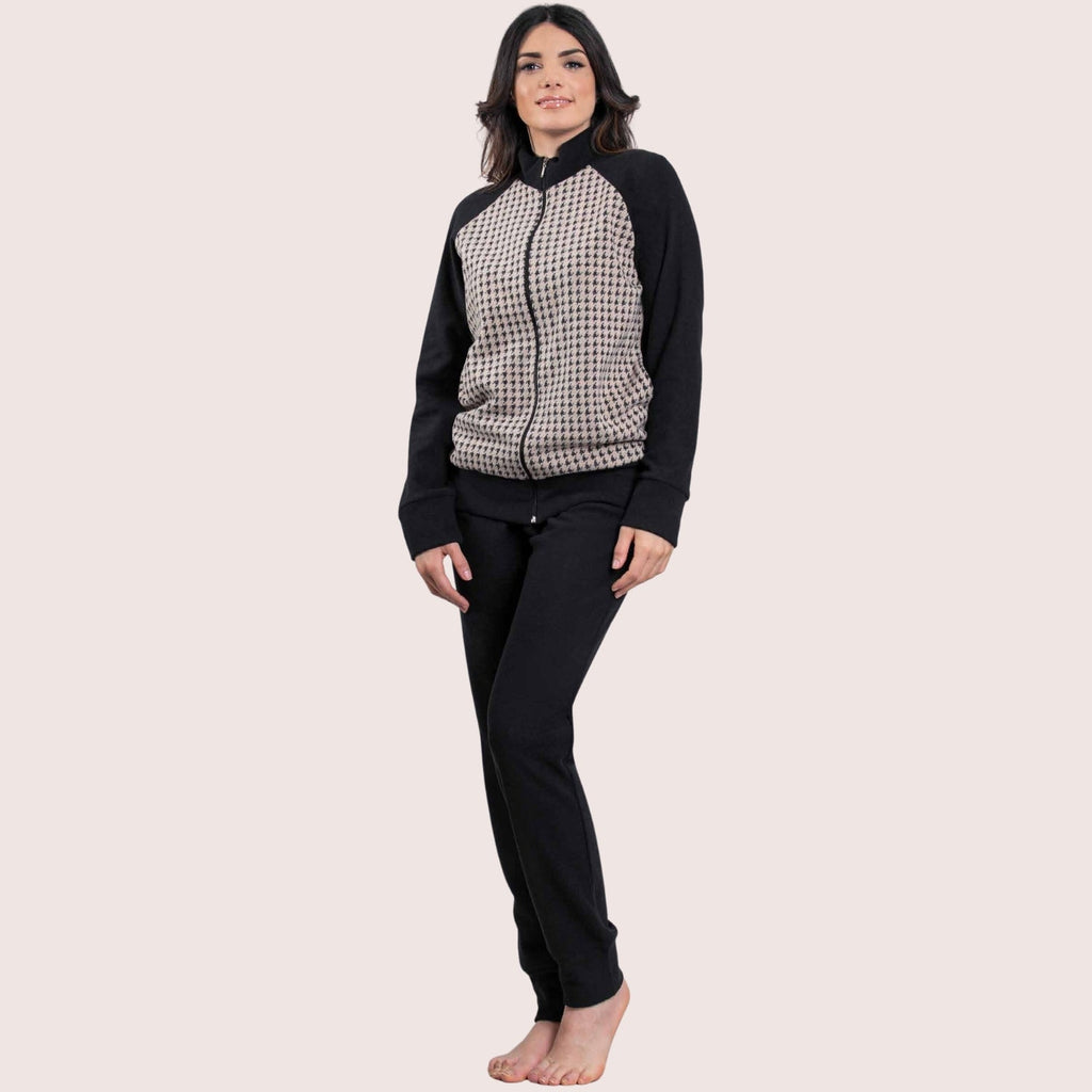 Irge Homewear Tuta Donna Punto Milano Tutta Zip Con Tasche Fantasia  Art. Pmt02
