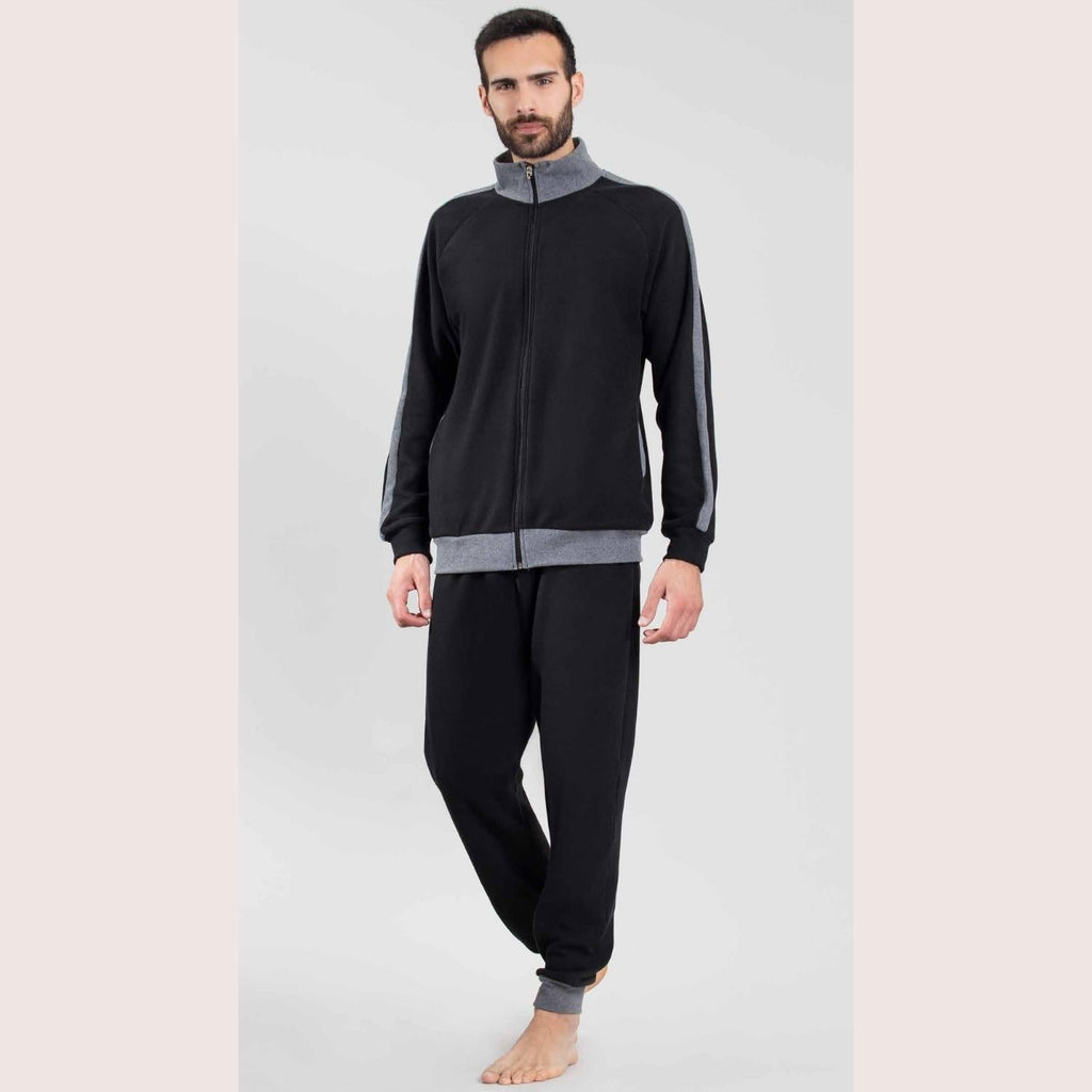 Irge Homewear Tuta Uomo Punto Milano Aperta Con Zip In Tinta Unita  Art. Pmt06