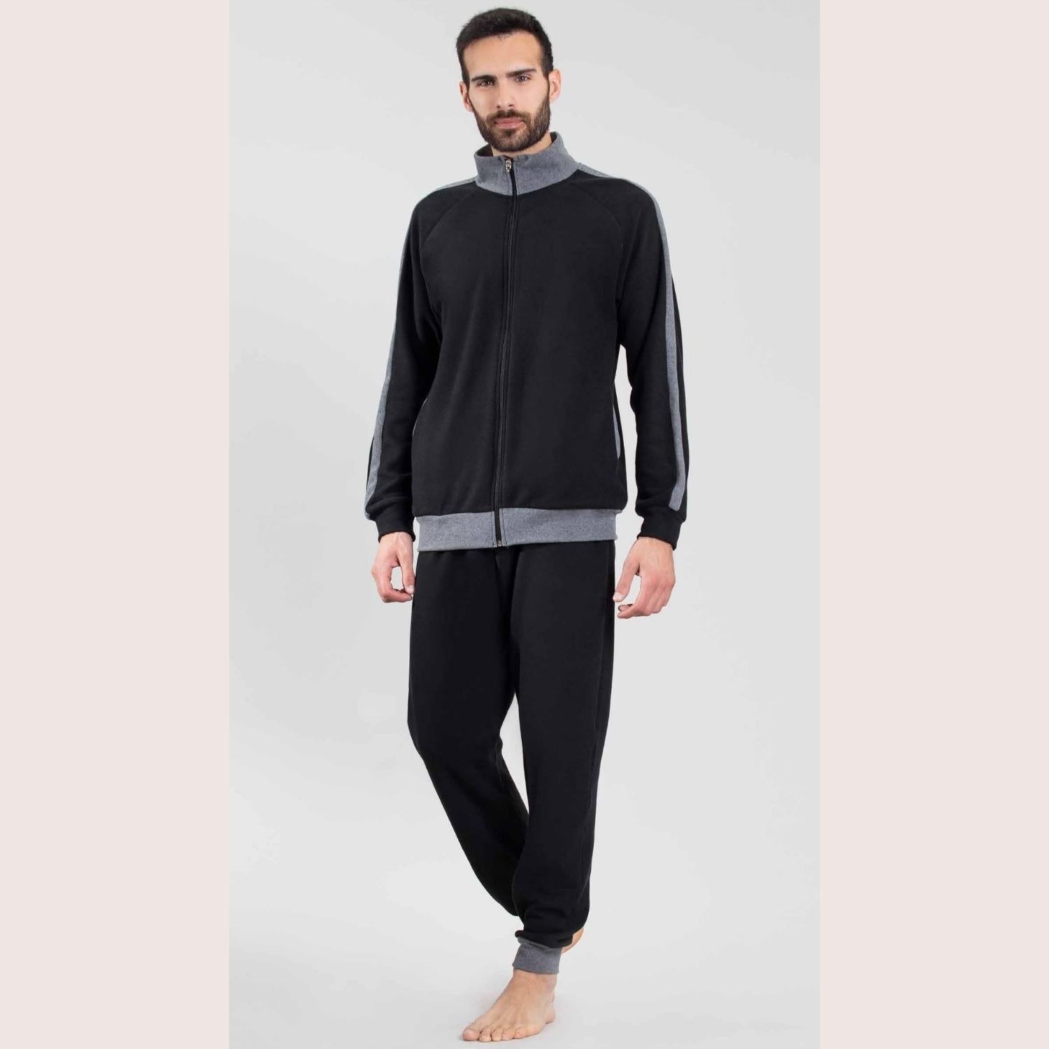 Irge Homewear Tuta Uomo Punto Milano Aperta Con Zip In Tinta Unita  Art. Pmt06