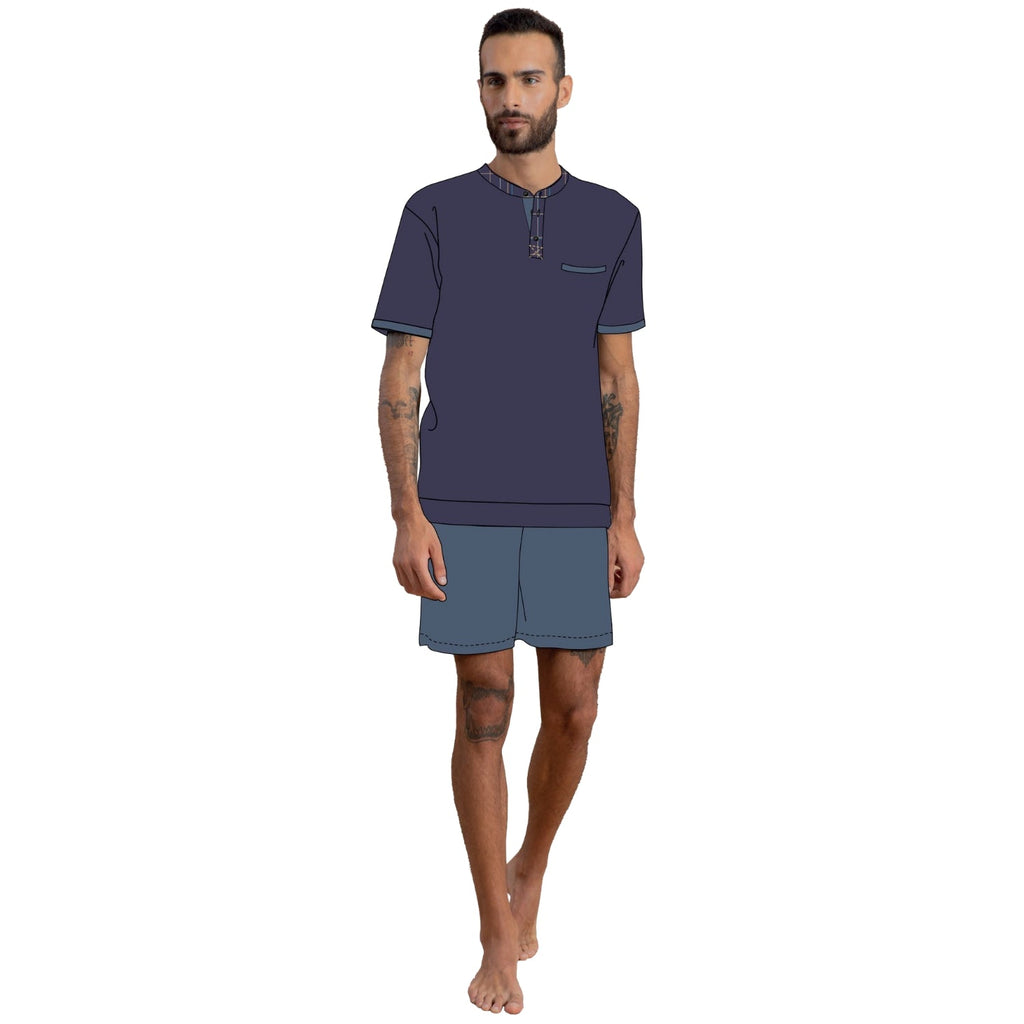 Irge Pigiama Uomo 3 Pezzi M/manica+pantalone Lungo+pantalone Corto In Puro Cotone  Art. Tu31