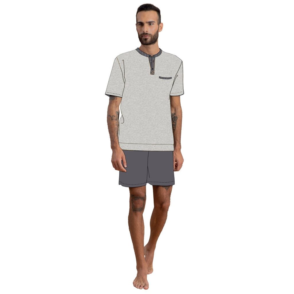 Irge Pigiama Uomo 3 Pezzi M/manica+pantalone Lungo+pantalone Corto In Puro Cotone  Art. Tu31