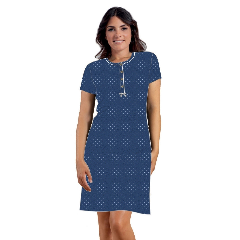 Irge - Abitino Camicia Da Casa Donna 3 Bottoni Mezza Manica In Jersey Puro Cotone Stampato  Art. Mi1845