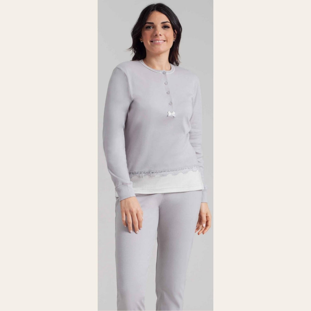 Irge Pigiama Donna Serafino In Caldo Cotone 100% Tinta Unita  Art. Ir1897