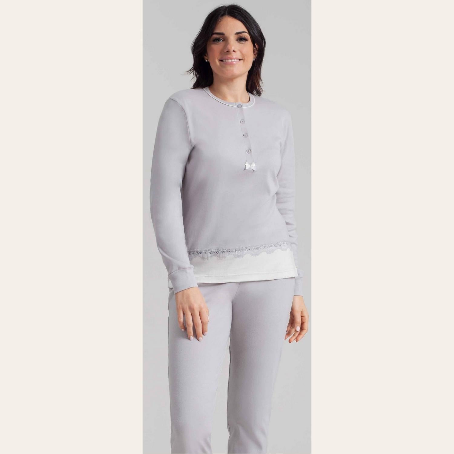 Irge Pigiama Donna Serafino In Caldo Cotone 100% Tinta Unita  Art. Ir1897