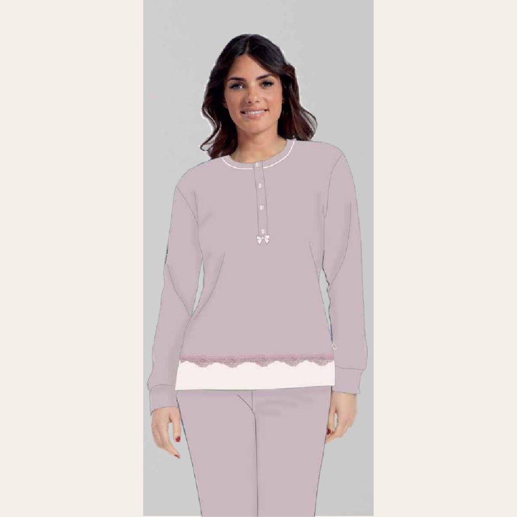 Irge Pigiama Donna Serafino In Caldo Cotone 100% Tinta Unita  Art. Ir1897