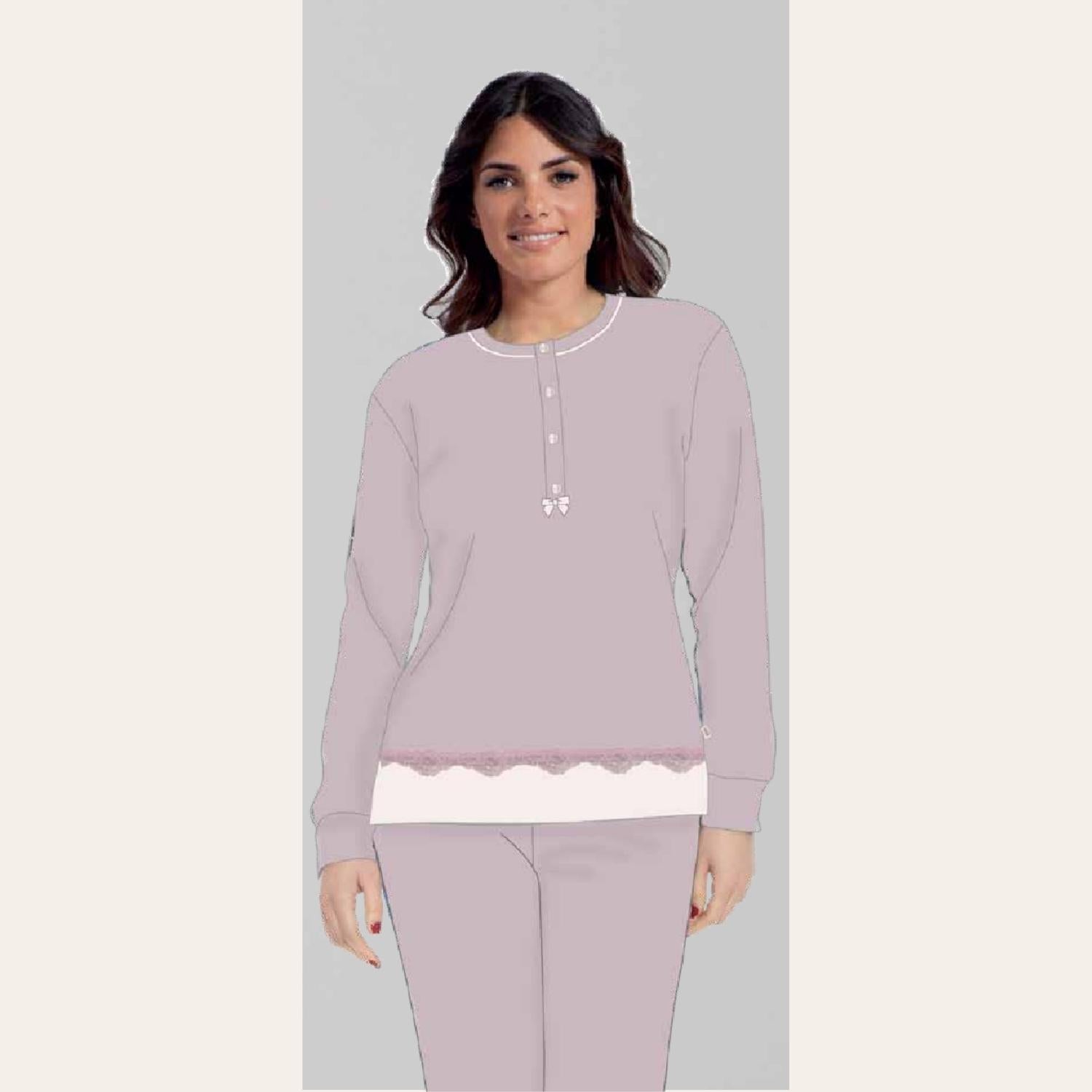 Irge Pigiama Donna Serafino In Caldo Cotone 100% Tinta Unita  Art. Ir1897