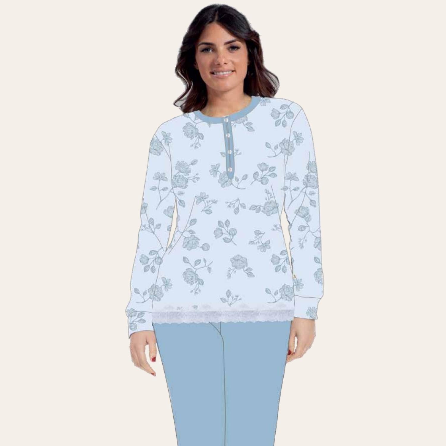 Irge Pigiama Donna Serafino In Caldo Cotone 100% Fantasia  Art. Ir1899