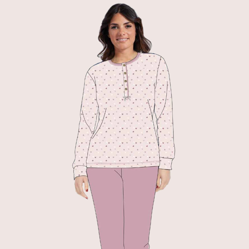 Irge Pigiama Donna Serafino In Caldo Cotone Stampato 4 Bottoni  Art. Ir1931
