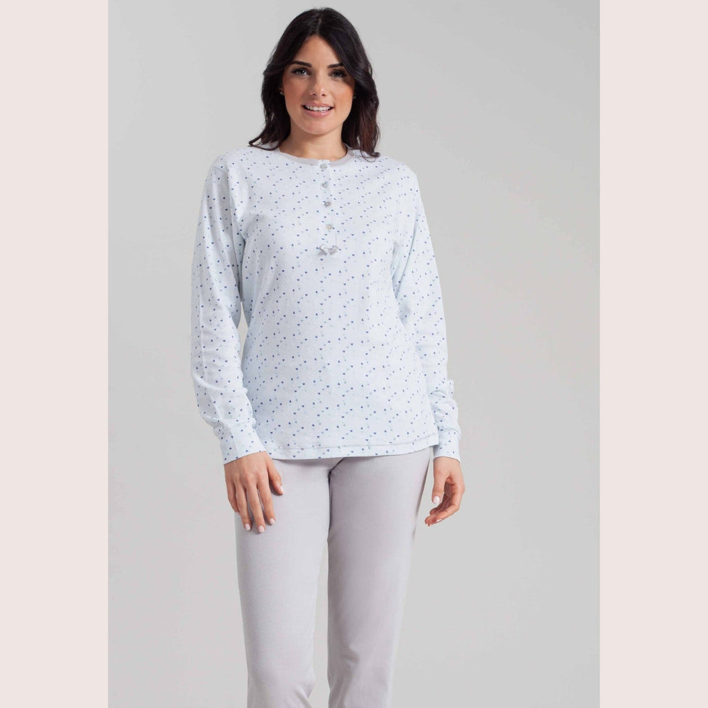 Irge Pigiama Donna Serafino In Caldo Cotone Stampato 4 Bottoni  Art. Ir1931