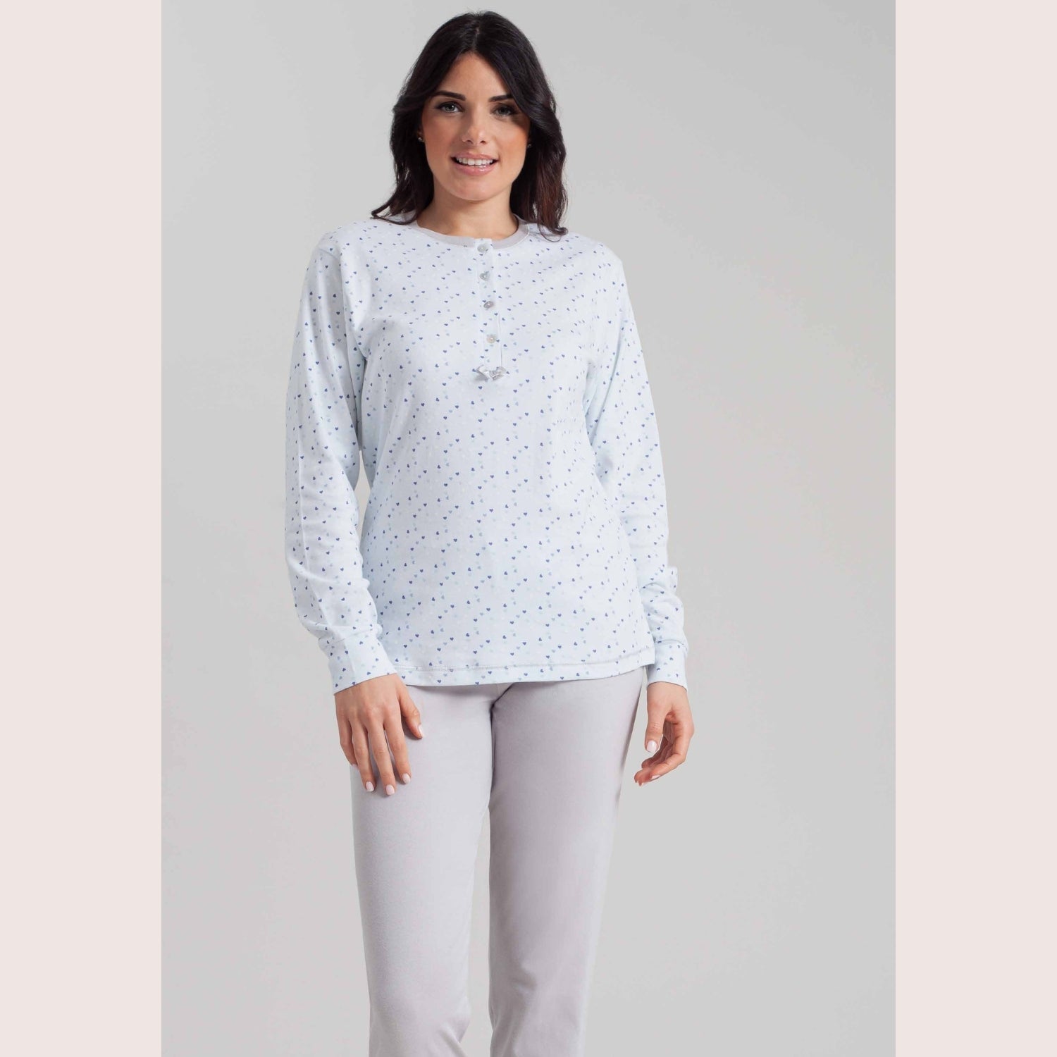 Irge Pigiama Donna Serafino In Caldo Cotone Stampato 4 Bottoni  Art. Ir1931