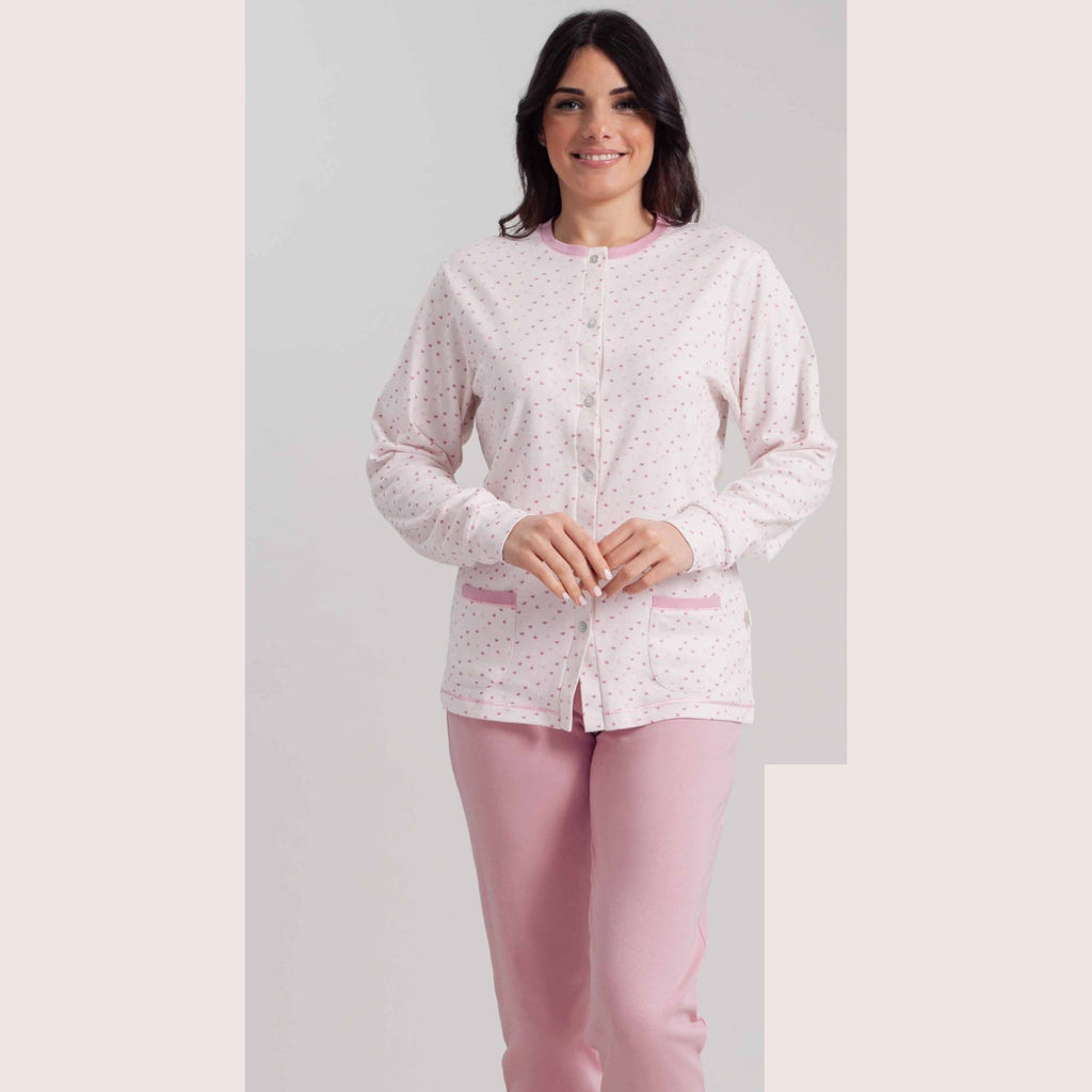 Irge Pigiama Donna Aperto Avanti In Caldo Cotone Stampato  Art. Ir1932
