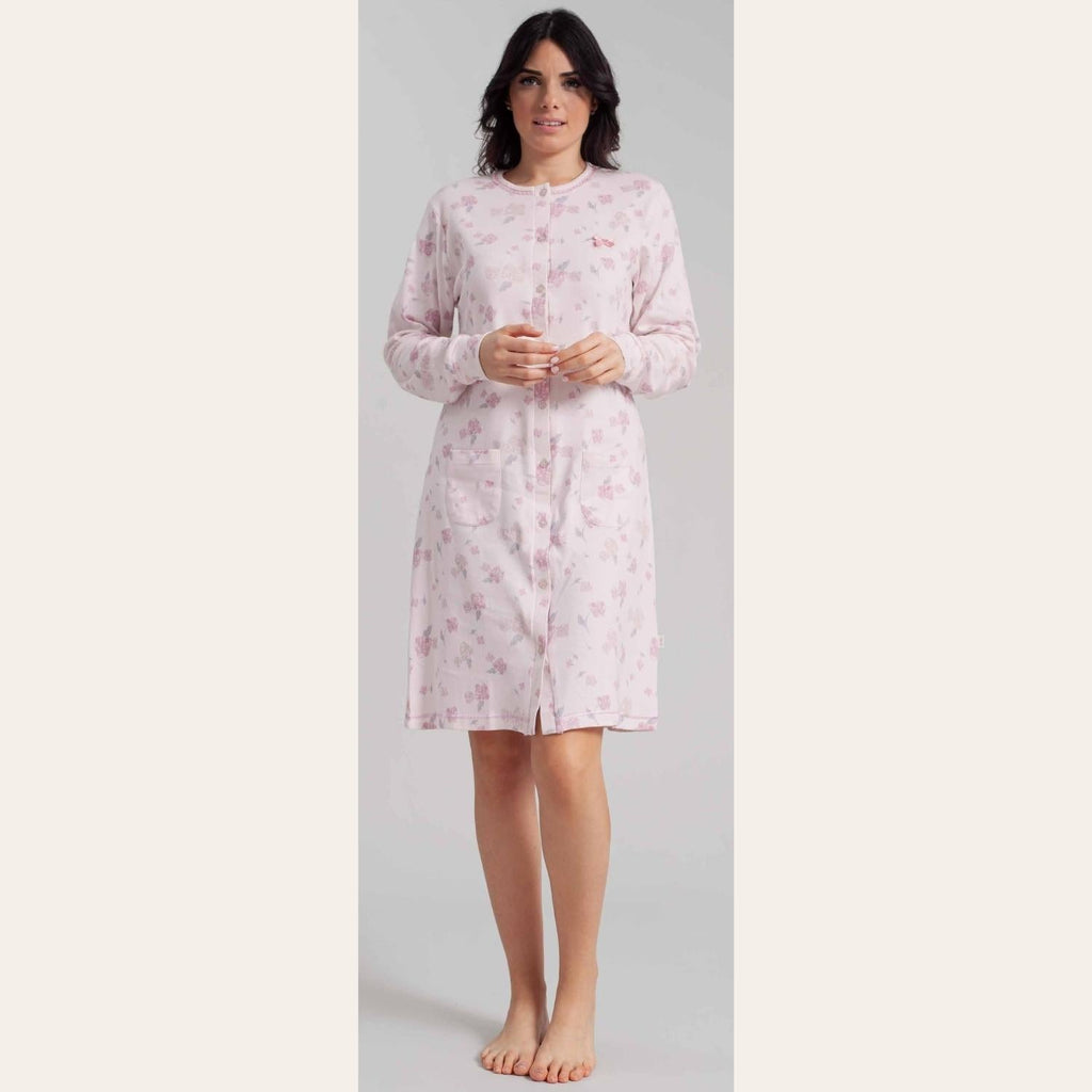 Irge Camicia Da Notte Donna Calibrata In Caldo Cotone 100% Aperta Fantasia  Art. Cd170