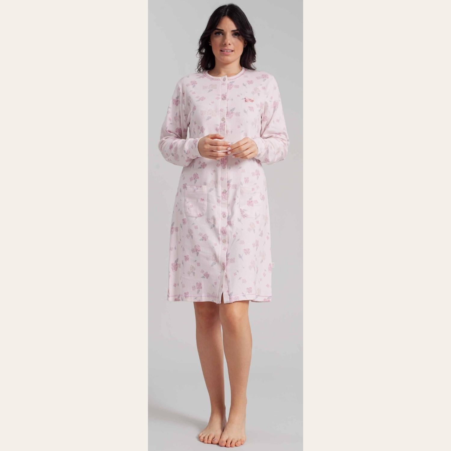 Irge Camicia Da Notte Donna Calibrata In Caldo Cotone 100% Aperta Fantasia  Art. Cd170