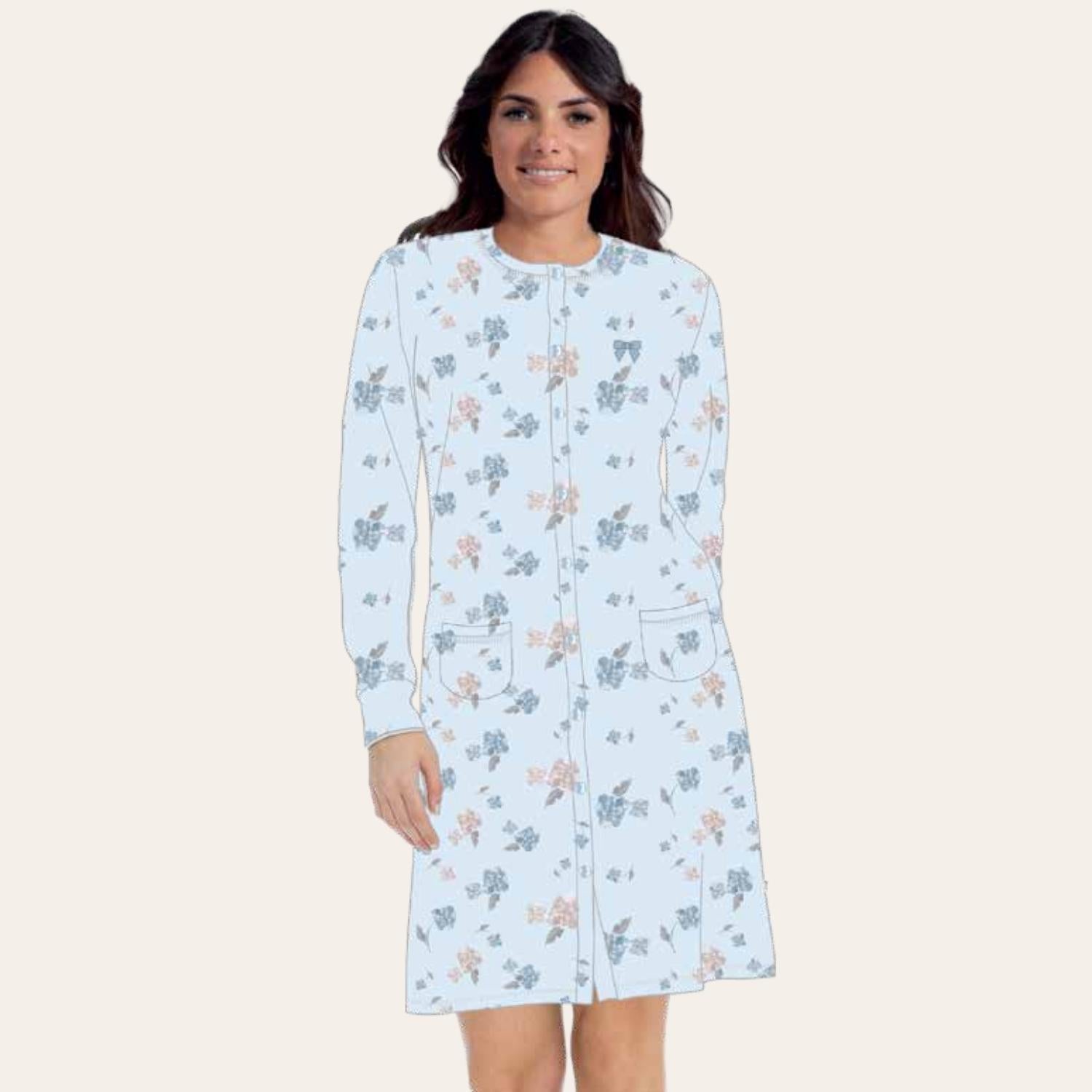 Irge Camicia Da Notte Donna Calibrata In Caldo Cotone 100% Aperta Fantasia  Art. Cd170