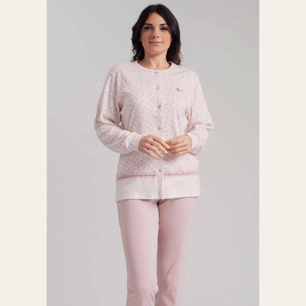 Irge Pigiama Donna Calibrato -caldo Cotone 100%- Aperto Fantasia  Art. Cd168