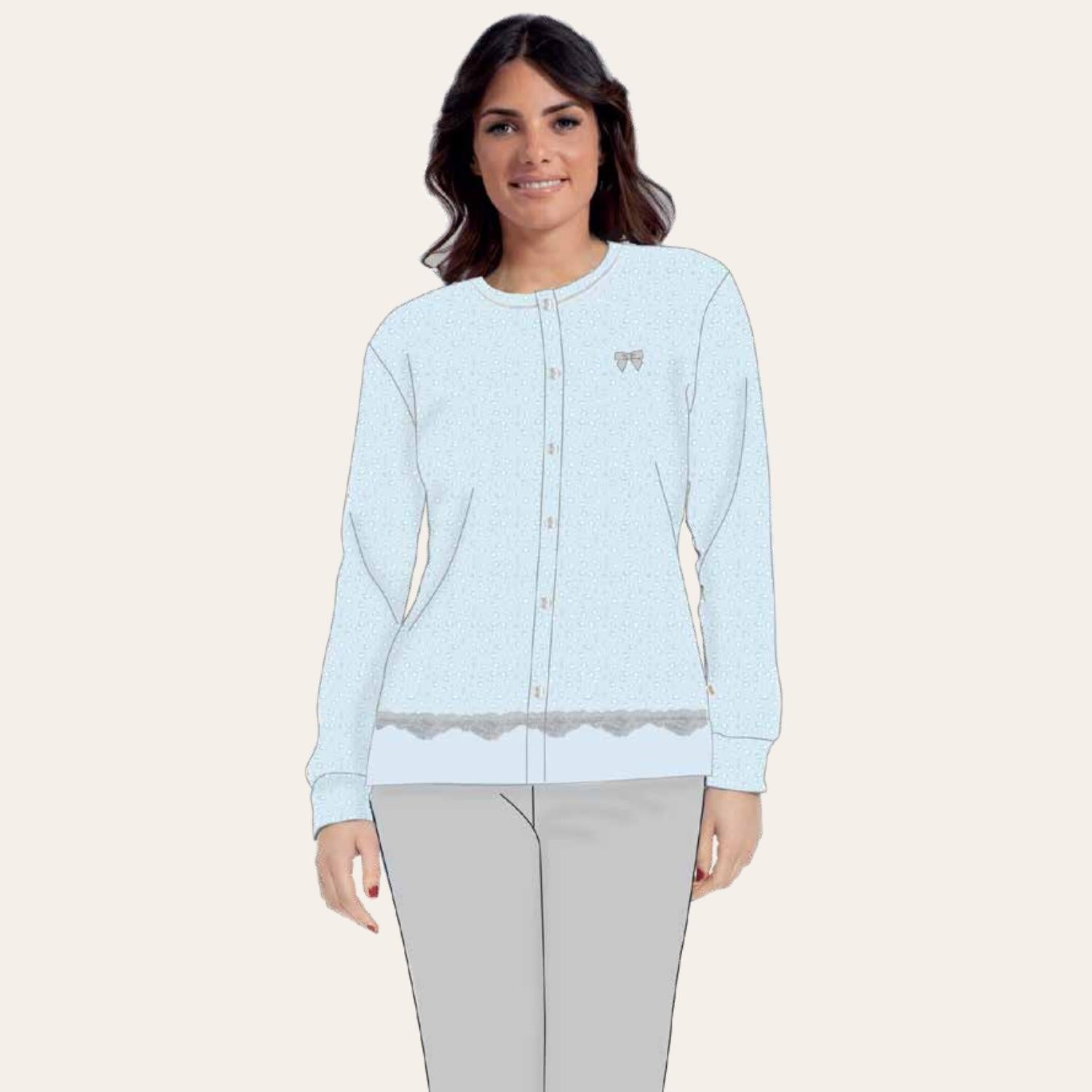 Irge Pigiama Donna Calibrato -caldo Cotone 100%- Aperto Fantasia  Art. Cd168