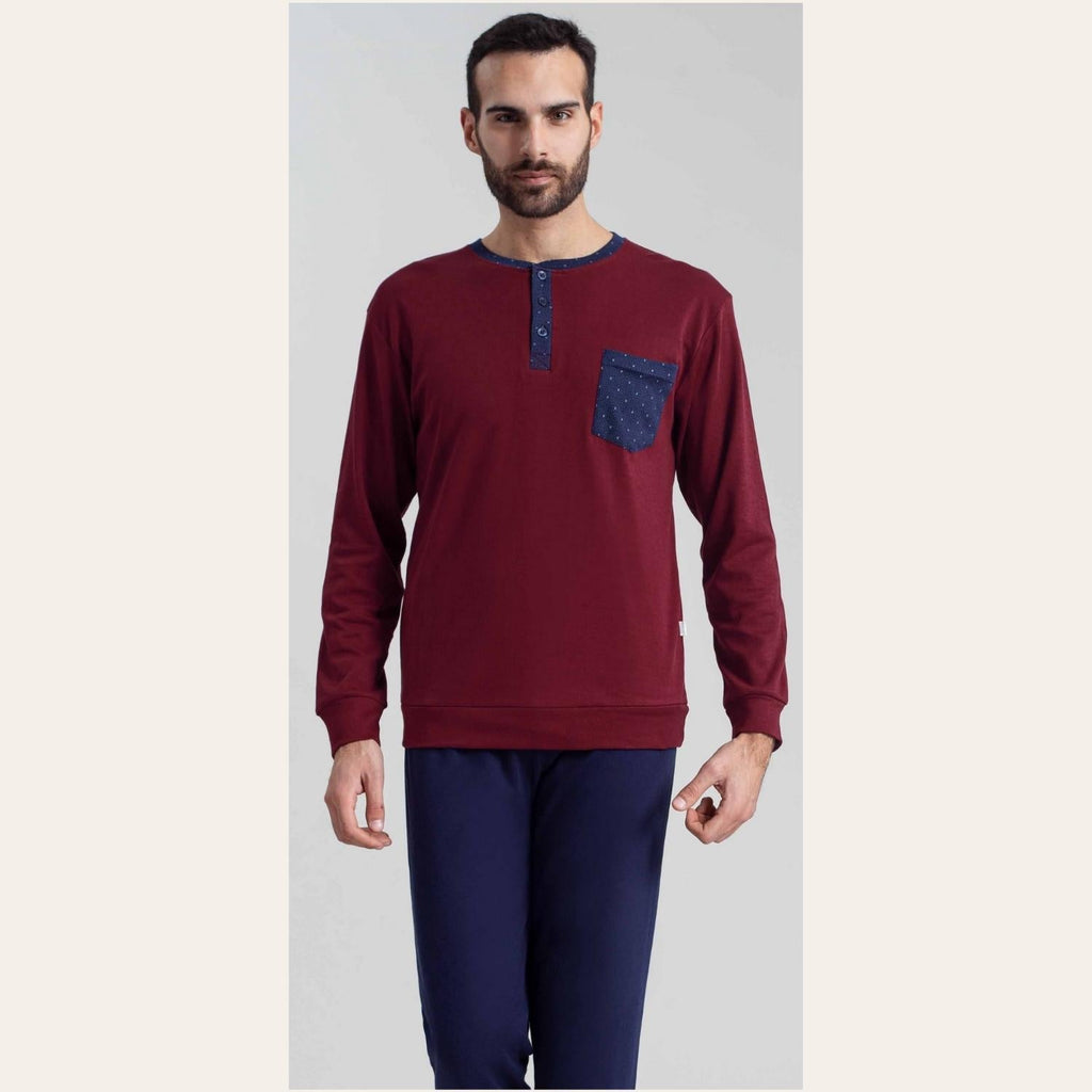Irge Pigiama Uomo Serafino In Caldo Cotone 100% Con Taschino  Art. Ir1851