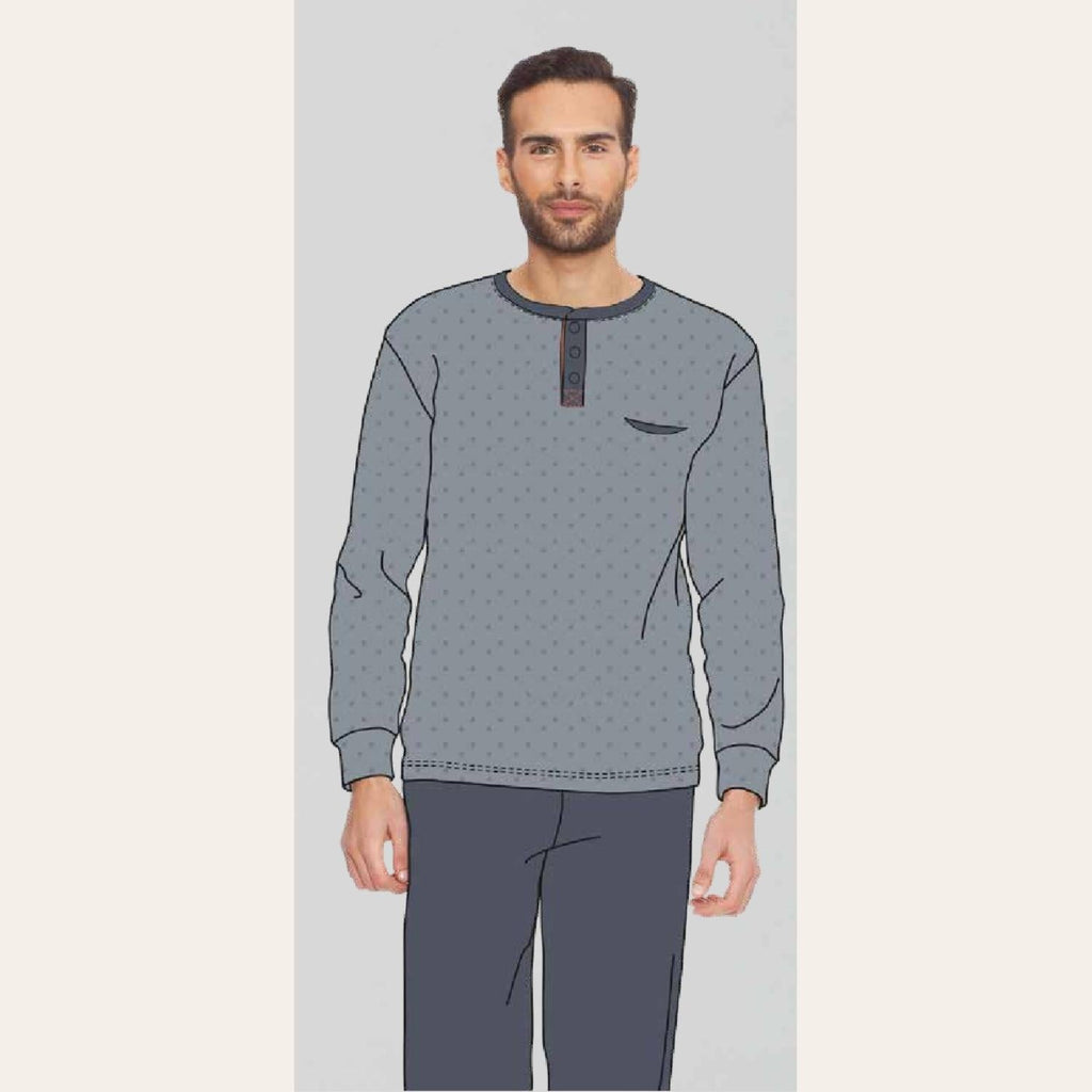 Irge Pigiama Uomo Serafino In Caldo Cotone 100% Stampato Con Taschino  Art. Ir1856